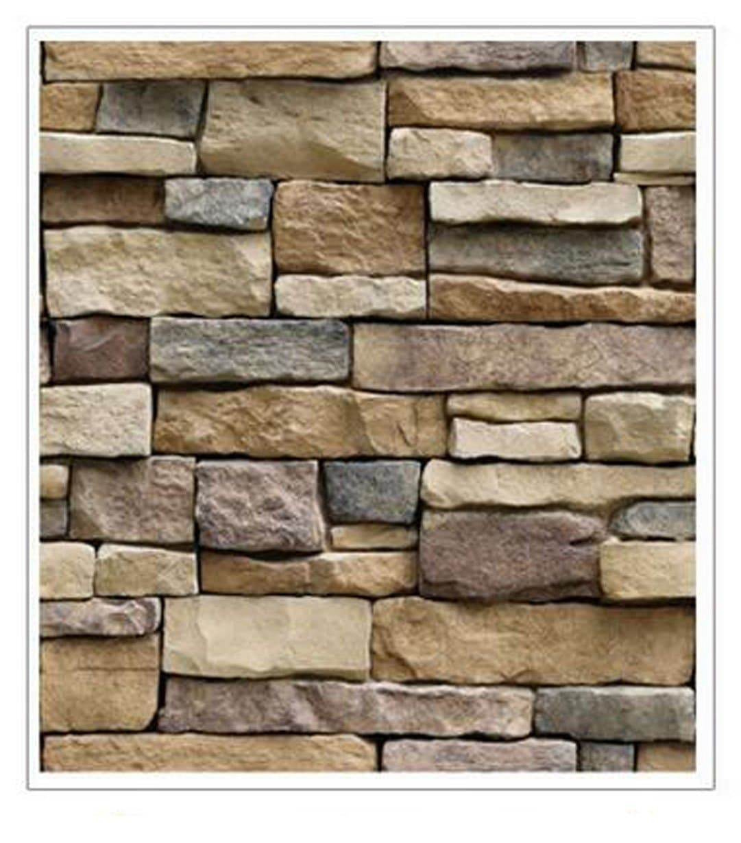 Crasy Shop Modern Brick Pattern Self-adhesive Wall Sticker Vinyl Removable Contact Paper Wallpaper-17.7x39 Inches (Stone Brick)