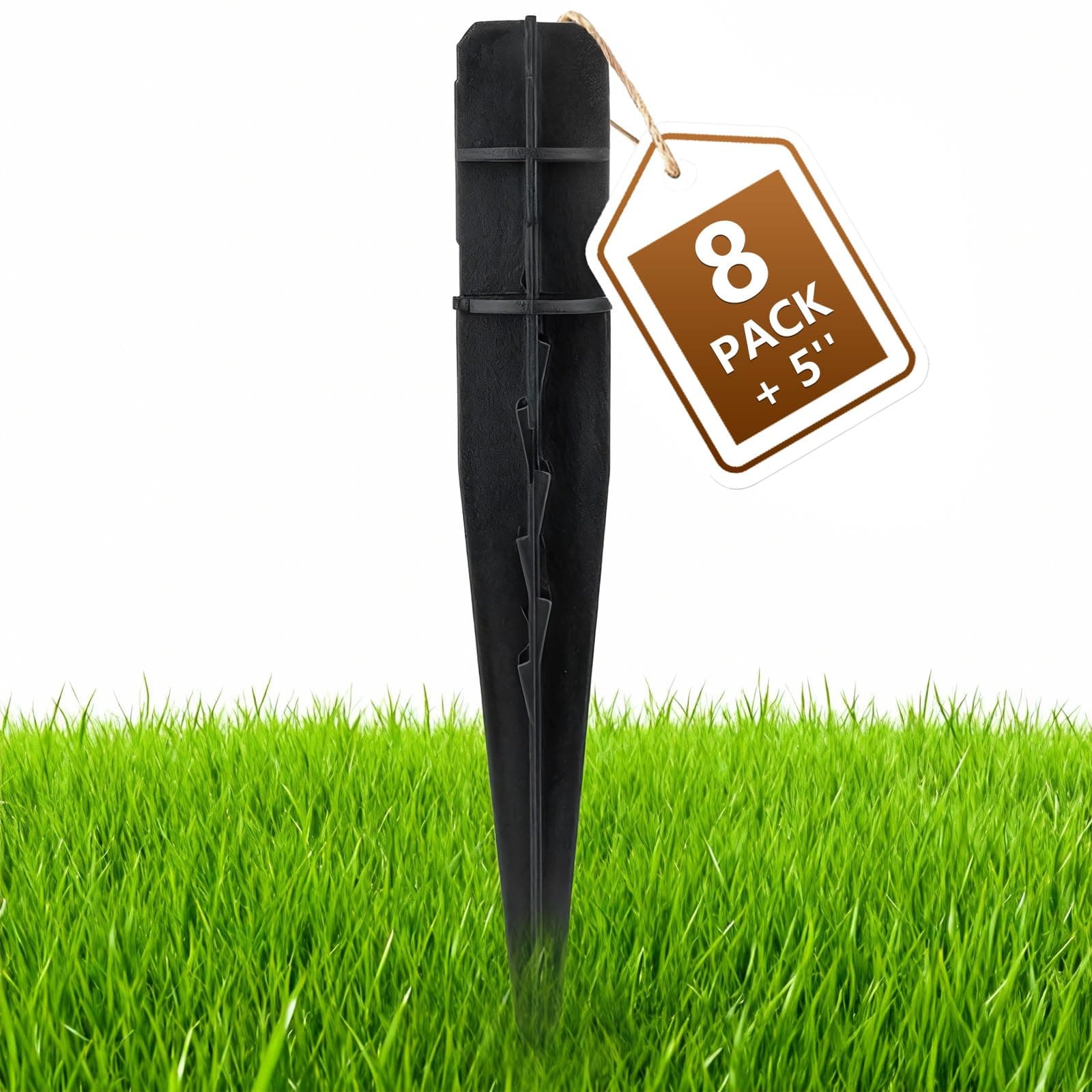 Beau Jardin 8 Pcs Plastic Ground Replacement Spikes Stakes for 0.82-0.86 inch Diameter Connecting Pole of Solar Pathway Lights Torch Lights Garden Lights for Yard Patio Walkway Landscape 5 inch Tall