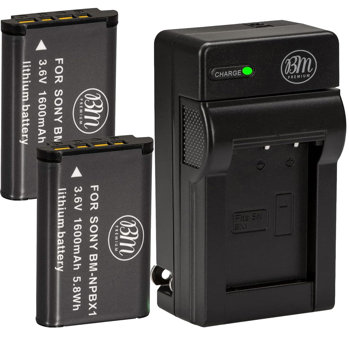 BM Premium 2-Pack of NP-BX1 NP-BX1/M8 Batteries & Charger for Sony CyberShot DSC-RX1, DSC-RX1R, DSC-RX100, DSC-RX100M II, DSC-RX100 III, DSC-H300, DSC-H400, DSC-HX300, DSC-HX50V, DSC-WX300, DSC-WX350, HDR-AS10, HDR-AS15, HDR-AS30V, HDR-AS100V, HDR-AS100VR, HDR-AS200V, HDR-AS200VR, HDR-CX240, HDR-CX405, HDR-CX440, HDR-PJ275, HDR-PJ440, HDR-MV1, FDR-X1000V, FDR-X1000VR Digital Camera