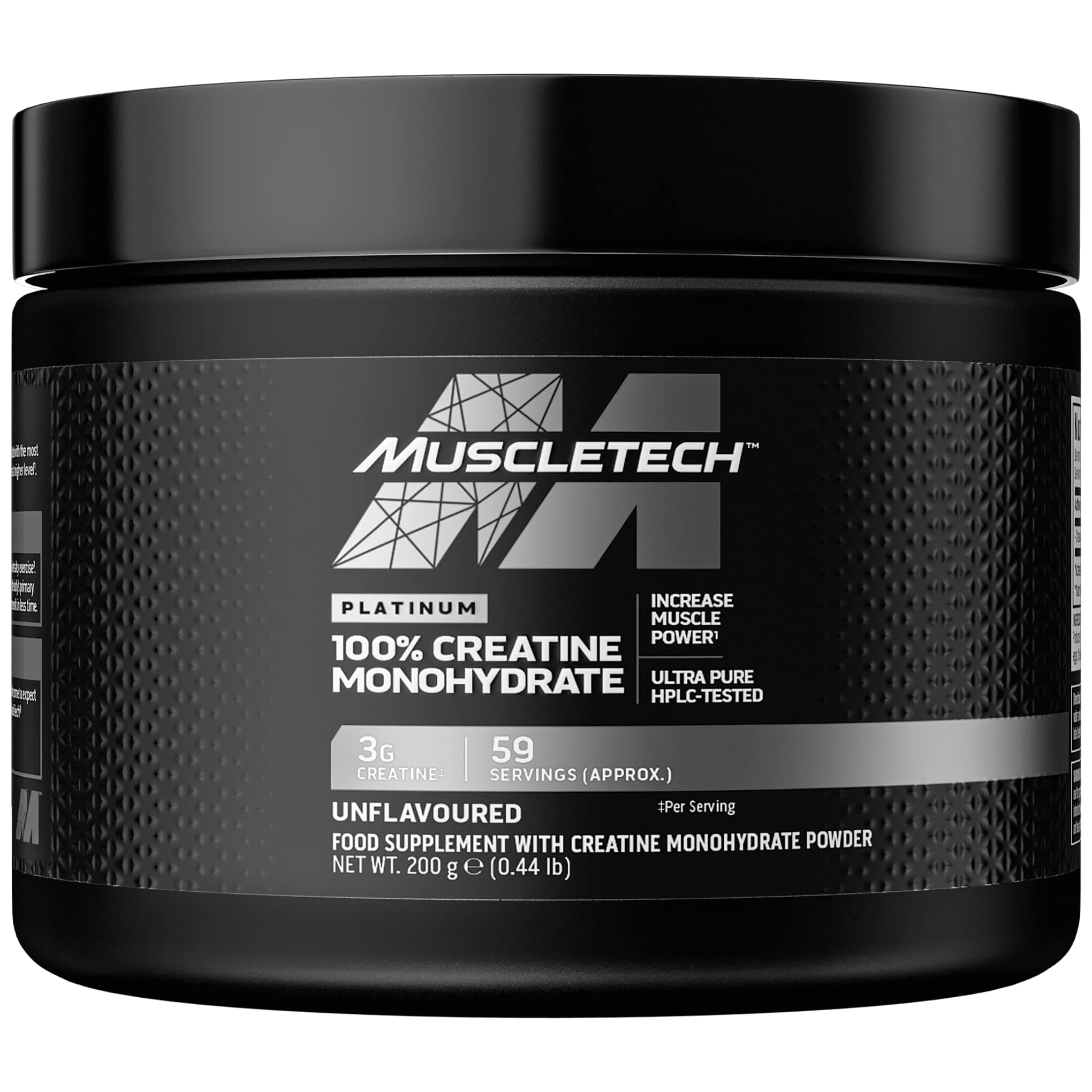 MuscleTech Platinum 100% Creatine Monohydrate Powder, Pure Creatine, Workout Supplement For Men & Women, 59 Servings, 200g, Unflavoured