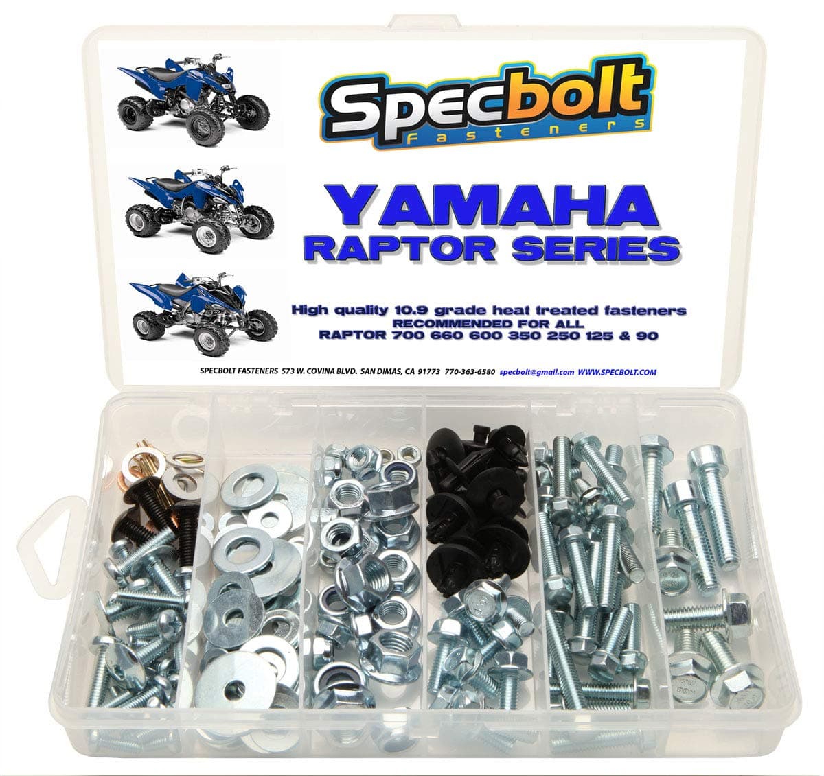 Specbolt Fasteners 120pc Maintenance Restoration OE Spec Motorcycle Bolt Kit for Yamaha Raptor 600 660 700 ATV Quad 80 90 125 250 350