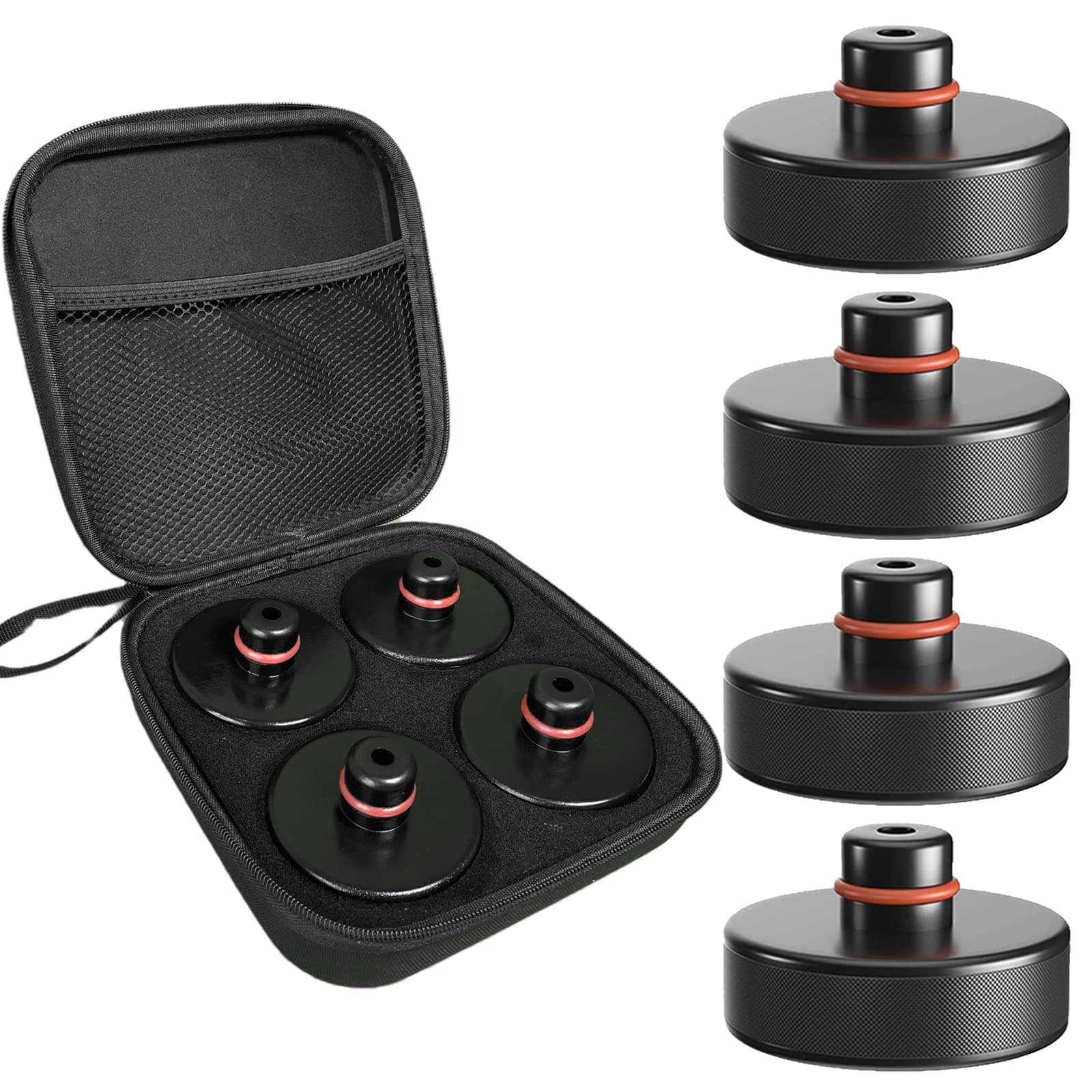 Lifting Jack Pad Set for Tesla Model 3/S/X/Y (2013-2026), 4-Pack Heavy Duty Rubber Lift Pucks with Storage Case, Tesla Lift Accessories