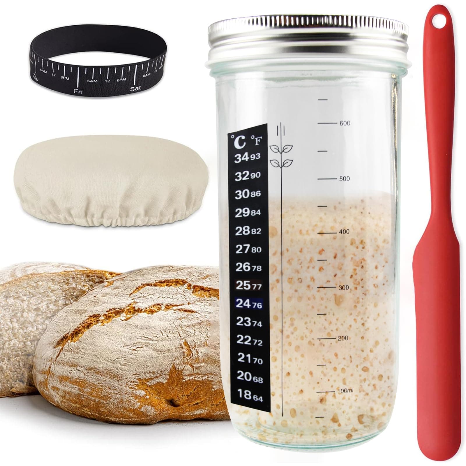MEPURER Sourdough Starter Jar Kit 24OZ