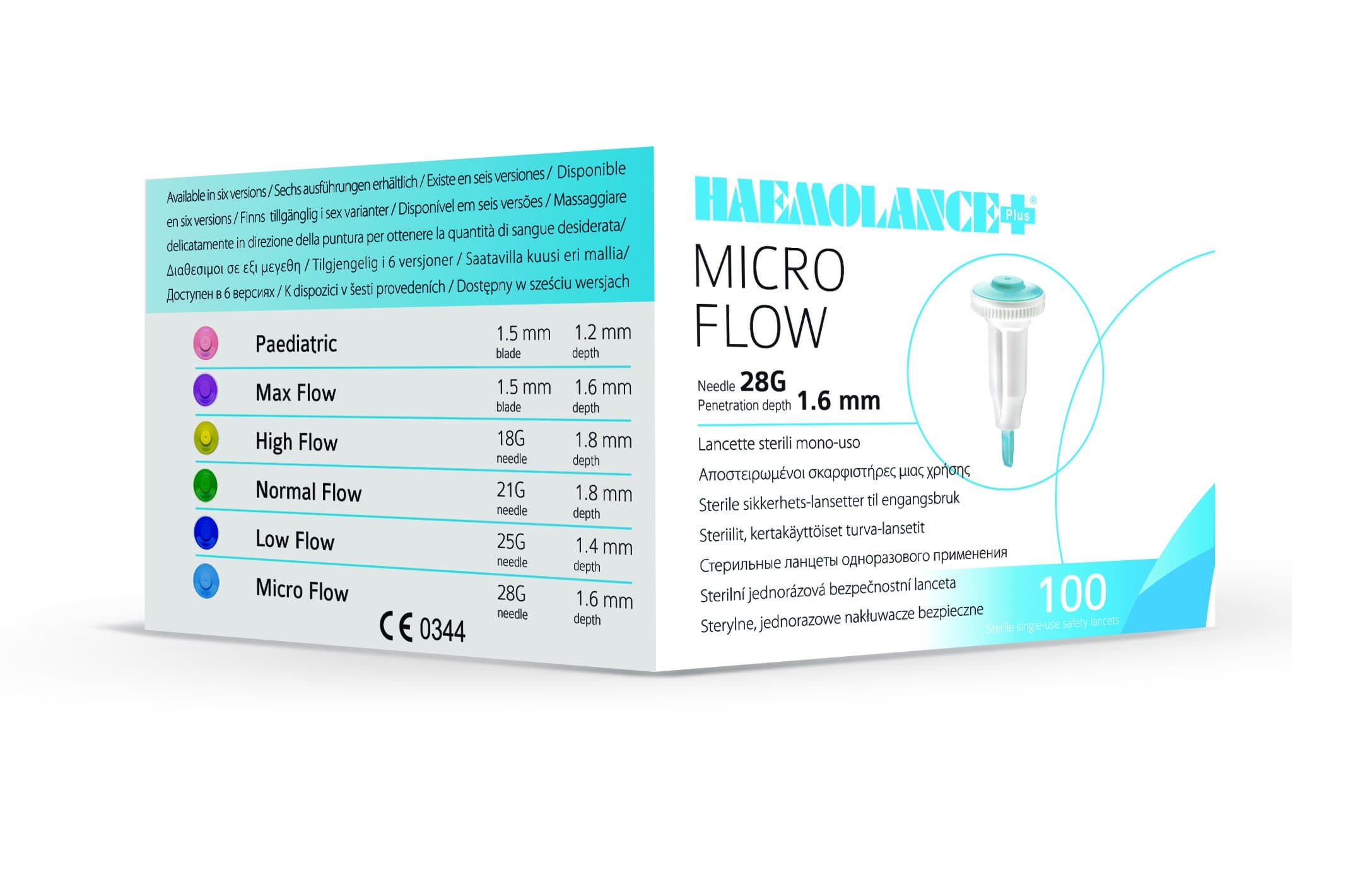 Haemolance Plus Safety Lancets Micro Flow 28G/1.6mm Box of 100