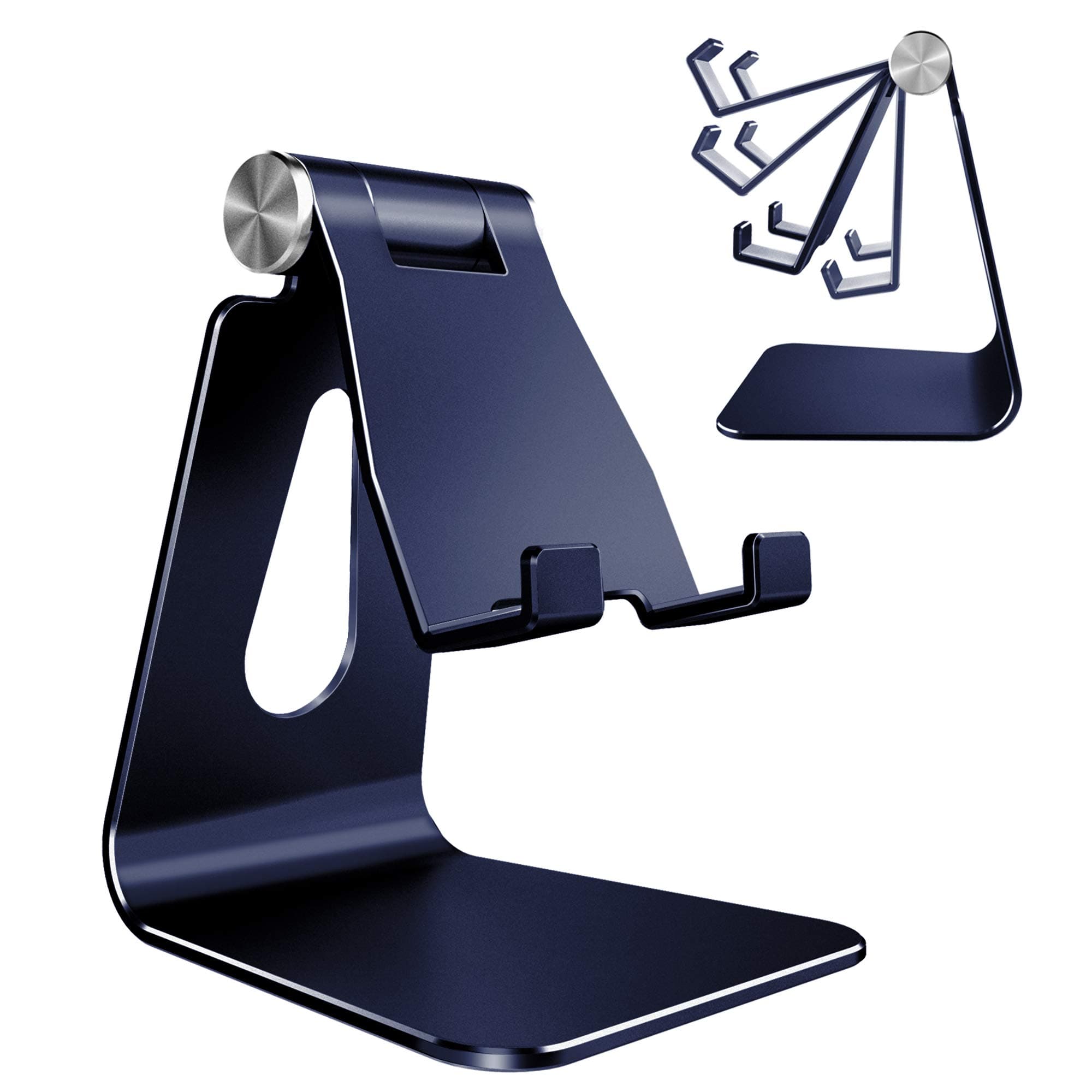 CreaDream Adjustable Cell Phone Stand, Phone Stand, Cradle, Dock, Holder, Aluminum Desktop Stand Compatible With Phone Xs Max Xr 8 7 6 6s Plus SE Charging, Accessories Desk,All Mobile Phones-Navy Blue