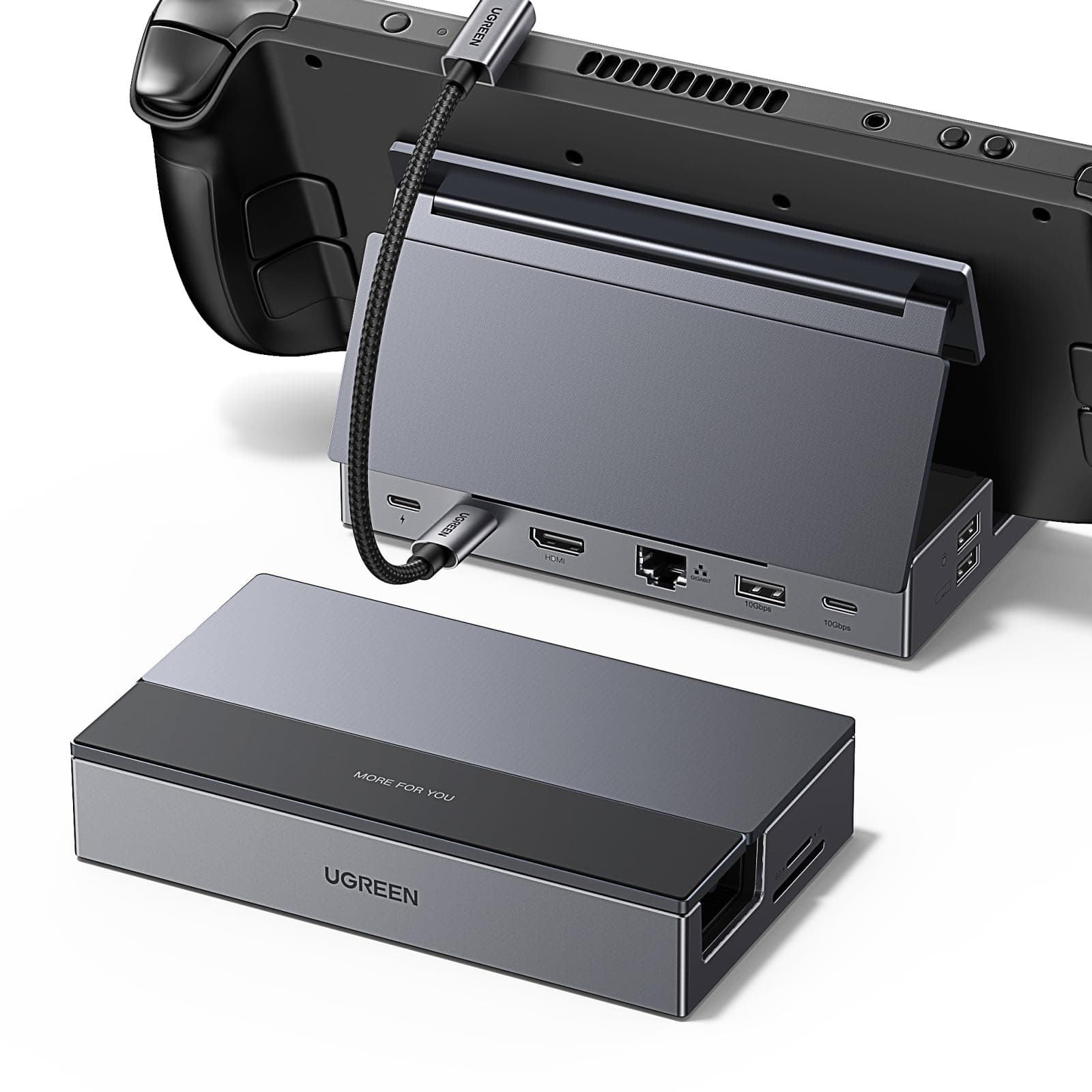 Steam Deck Dock 9-in-1 USB C Docking Station Foldable Stand, 4K@60Hz HDMI, Gigabit Ethernet, PD 100W, 10Gbps USB A&C 3.2, TF/SD for Steam Deck, Rog Ally, ROG Xbox Ally, Legion Go