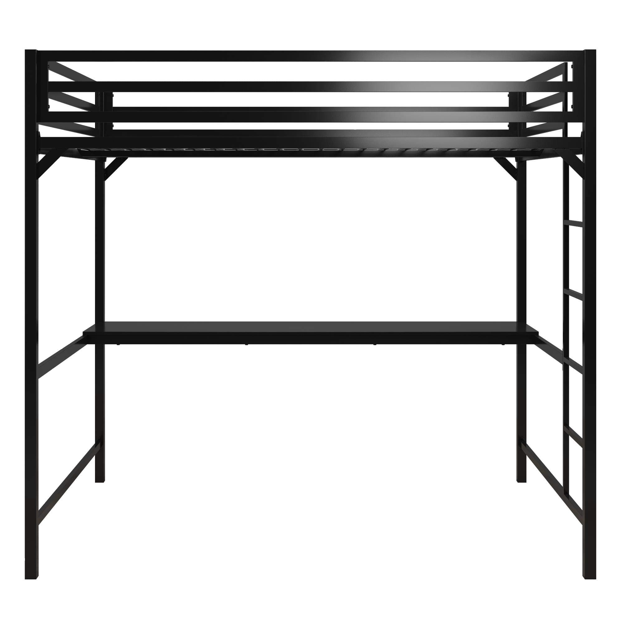 DHP Miles Metal Full Loft Bed with Desk, Black