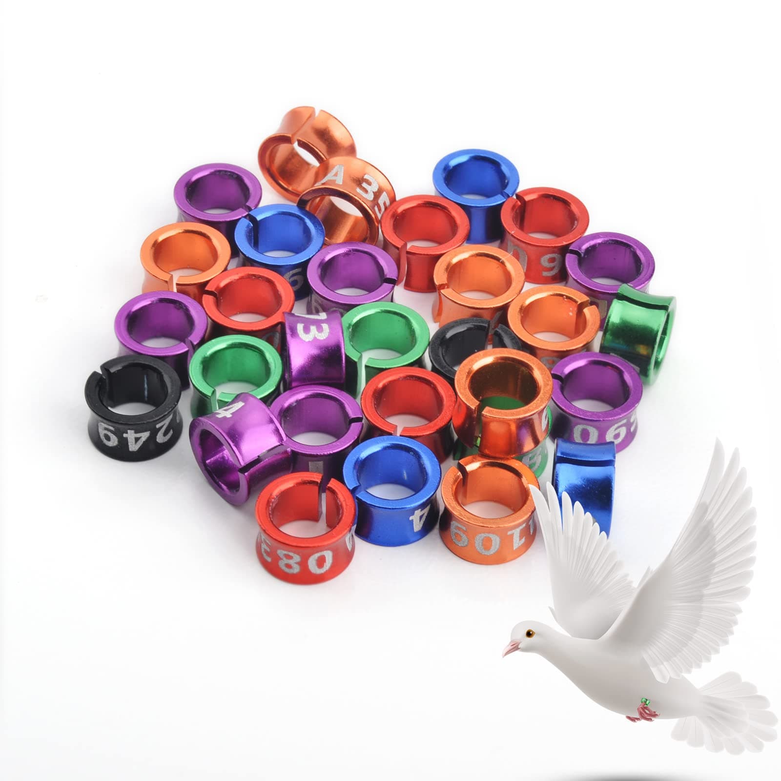 PFCKE Open Bird Ring Bird Band Bird Foot Ring Bird Leg Bands Rings for Birds Tags Aluminum Alloy Split Ring Mixed Color for Parrots Hibiscus Bird Finches Etc 50Pcs