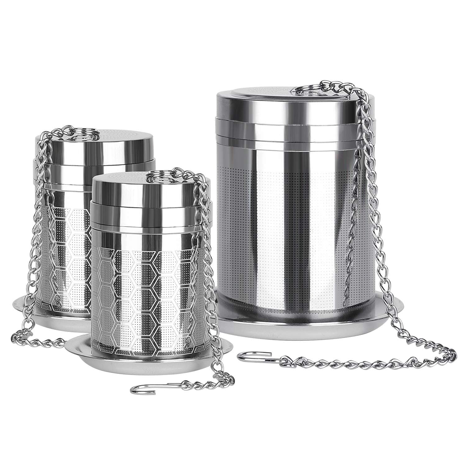 LULLATTI Tea Balls for Loose Tea, (2+1 Pack) 18/8 Stainless Steel Tea Infuser Set, Extra Fine Mesh Tea Strainers for Brew Tea, Spices & Seasonings