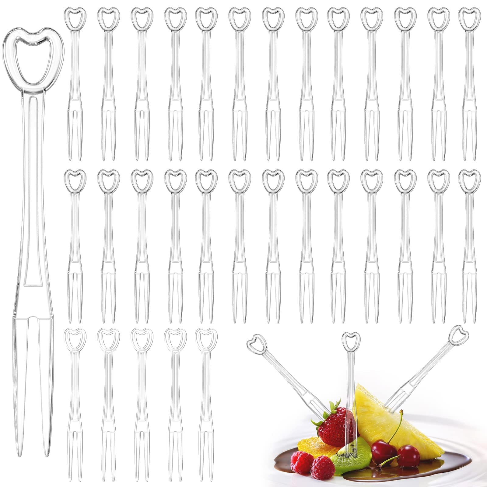 1000PCS Disposable Plastic Fruit Forks, YEAJOIN Mini Cake Forks Tasting Appetizer Cocktail Forks Picks Small Dessert Food Picks Sticks