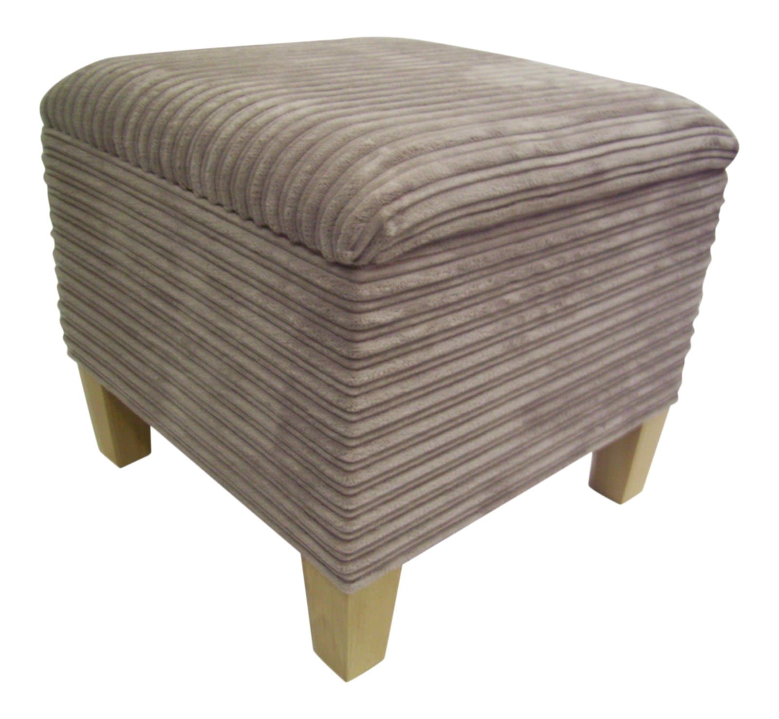 Large Mink Jumbo Cord Fabric with Beech Legs Storage Box/Pouffe/Footstool By HF Direct