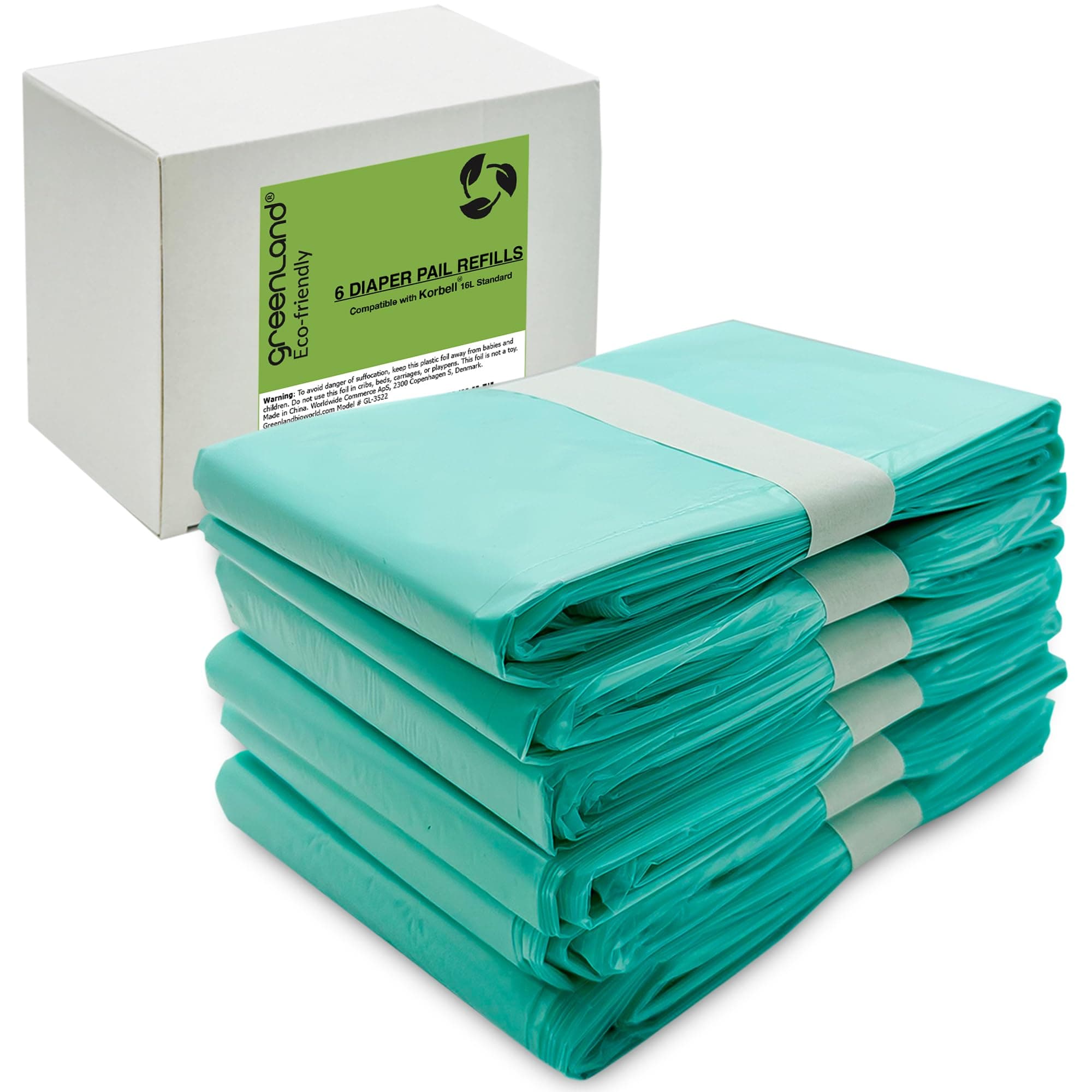 Best Value Eco-Friendly Refills for Korbell Diaper Pails 6-Pack (Blue - Standard 16L)