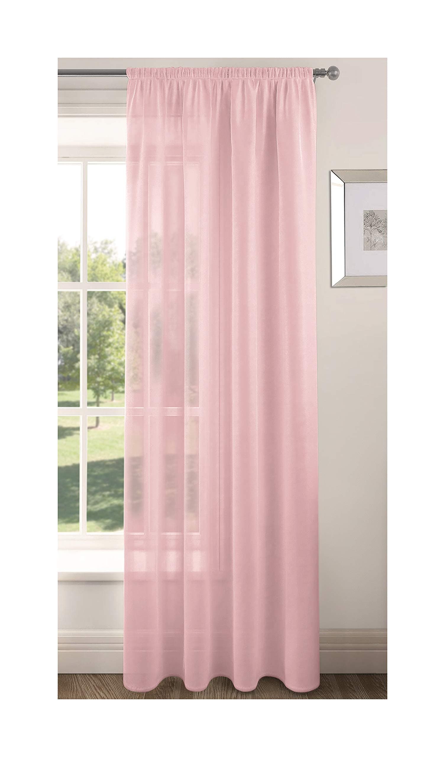 Shaws Direct Riva, Plain Sheer Voile, Single Curtain Panel | Slot Top Baby Pink, 72" Drop