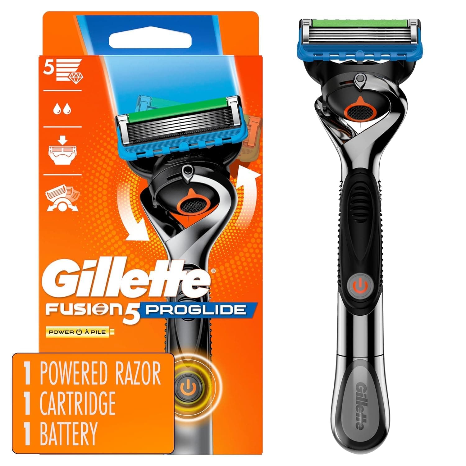 Gillette Fusion5 Proglide電源メンズカミソリ、ハンドル&1ブレードリフィル