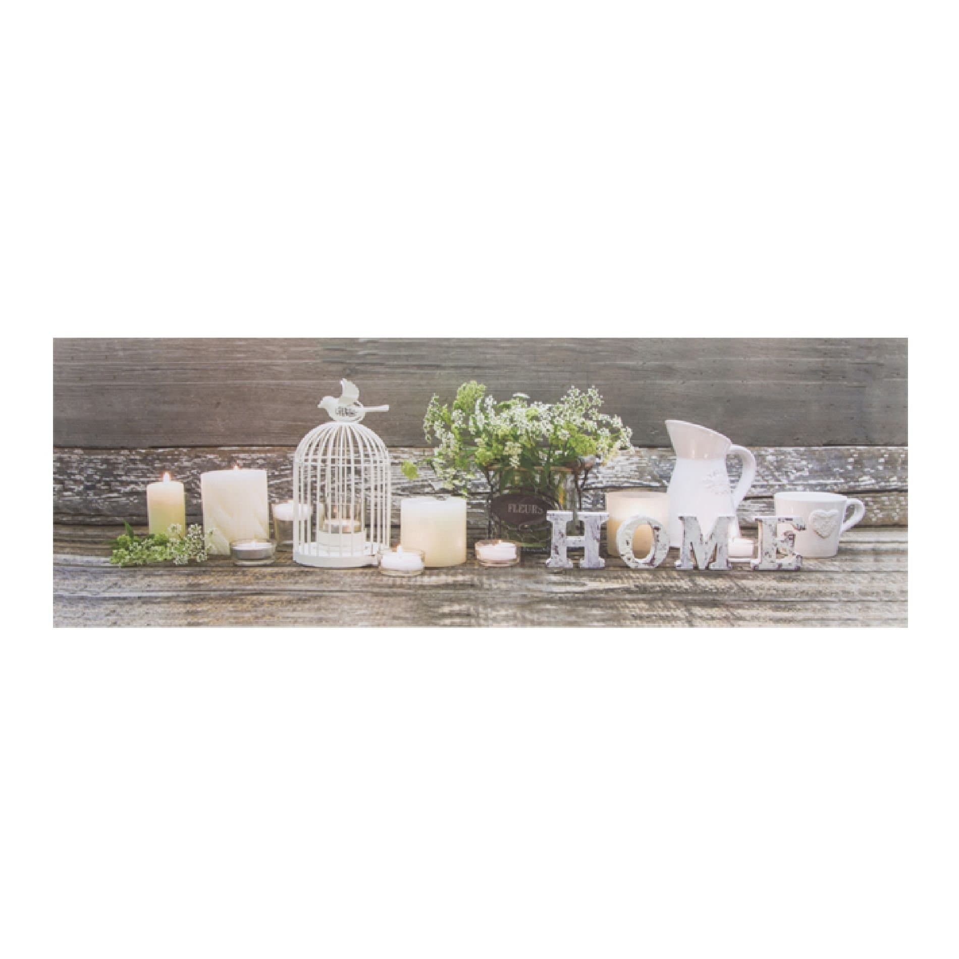 Art for the Home Home Led Printed Canvas - Neutral Wall Art - Photographic LED typography landscape design - Hang the wall - Feature design - cover for small cracks and imperfections