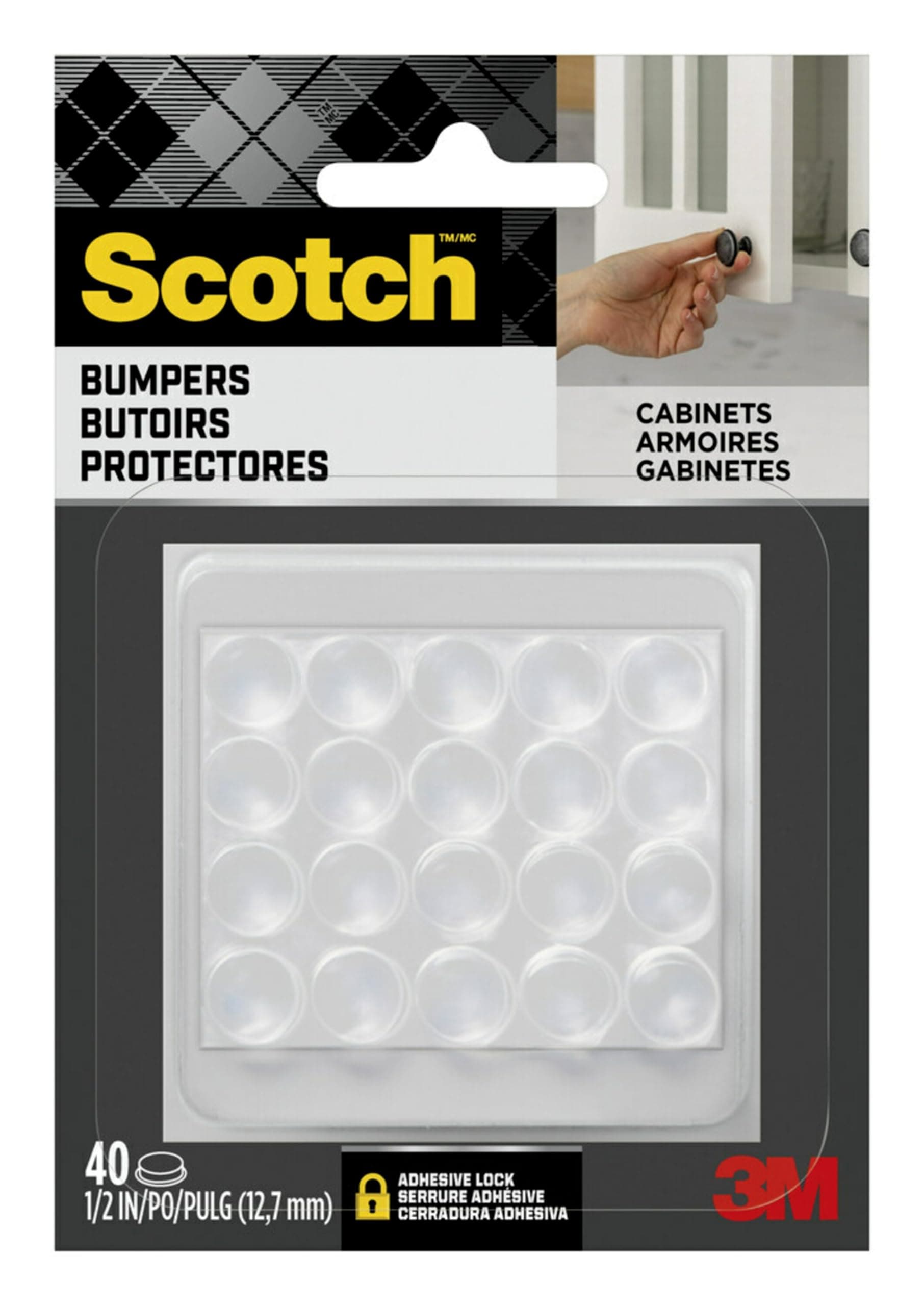Scotch Self-Stick Rubber Bumpers: 1/2 in. width (Clear) / 40 pieces