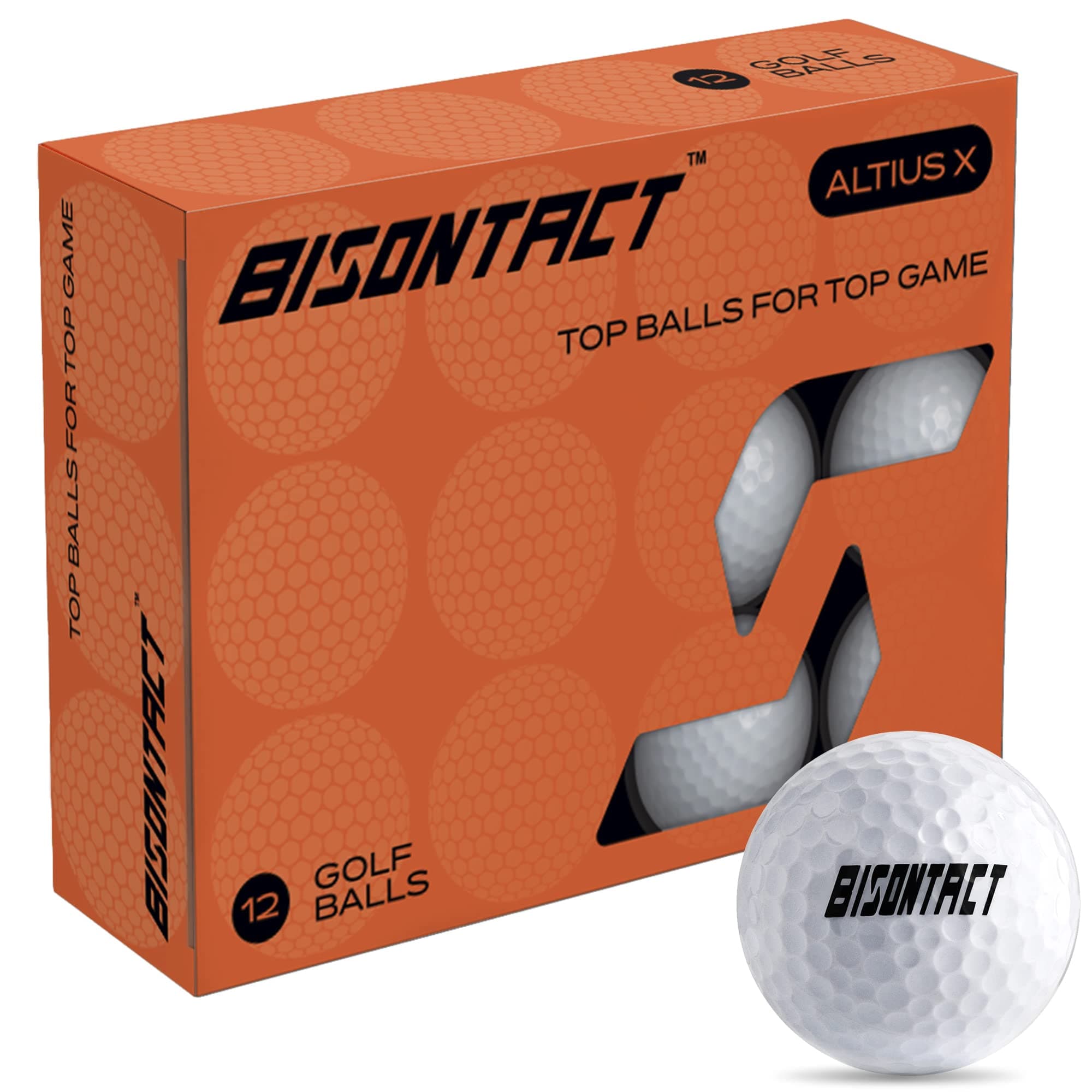 Bisontact Altius X 12 Pack Standard White Golf Balls Made for Distance and Straight Flight
