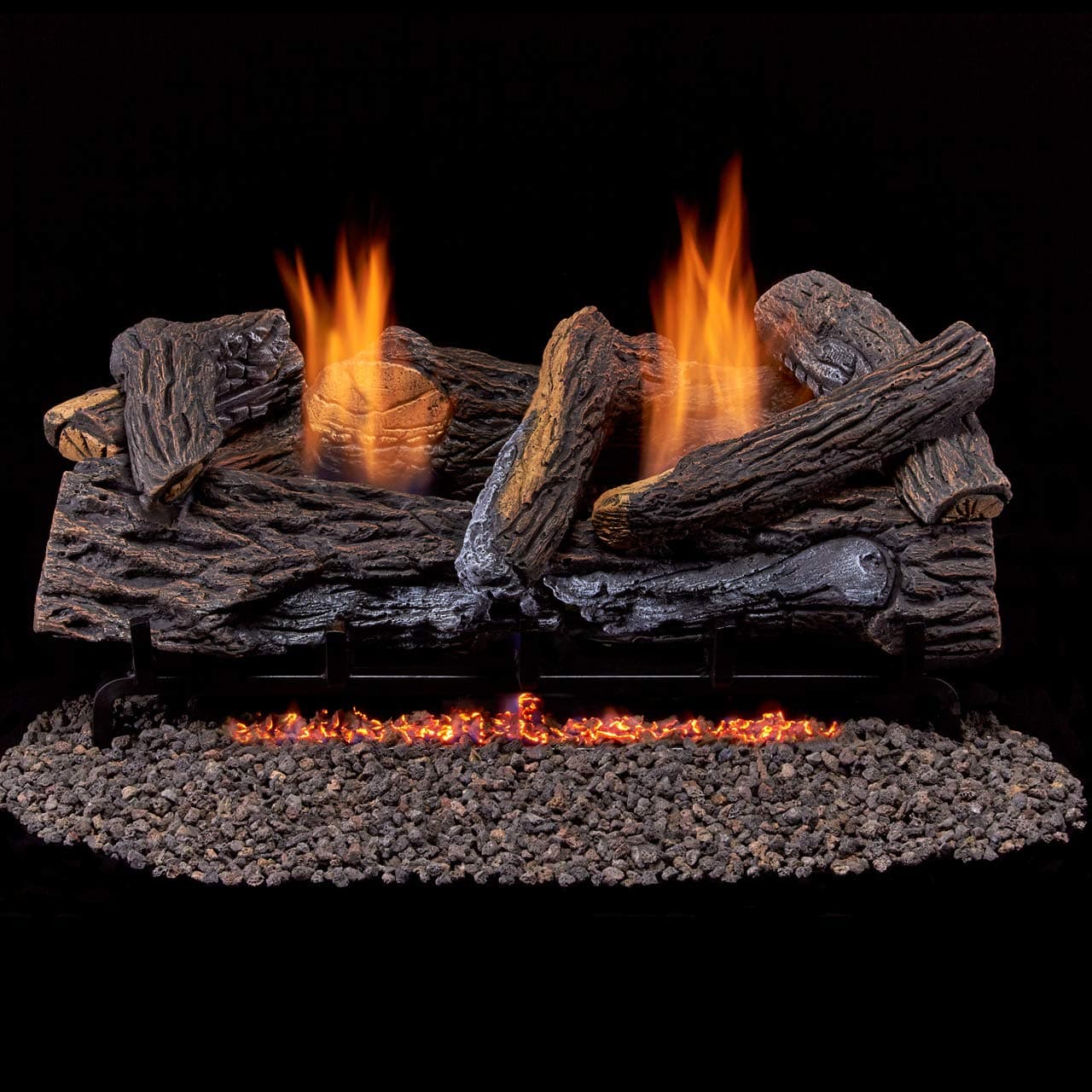 Duluth Forge Ventless Propane Gas Log Set-24 in Split Red Oak 33,000 BTU, Manual Control, 24 Inch