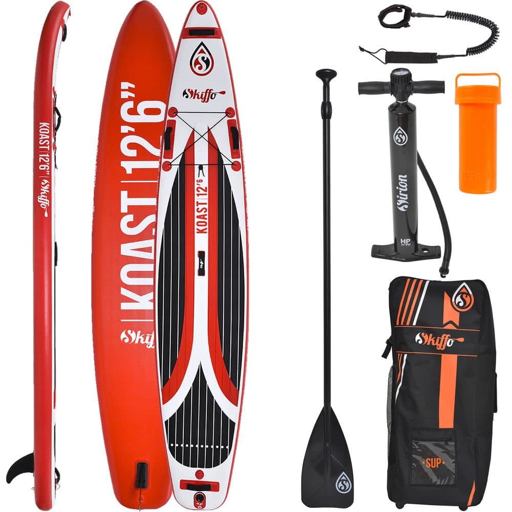 Skiffo Koast 12.6 SUP 381 cm x 76 cm x 15 cm, Inflatable Isup Inflatable Aluminium Paddle Stand Up Paddle Board Set Pump Surfboard Paddle Set