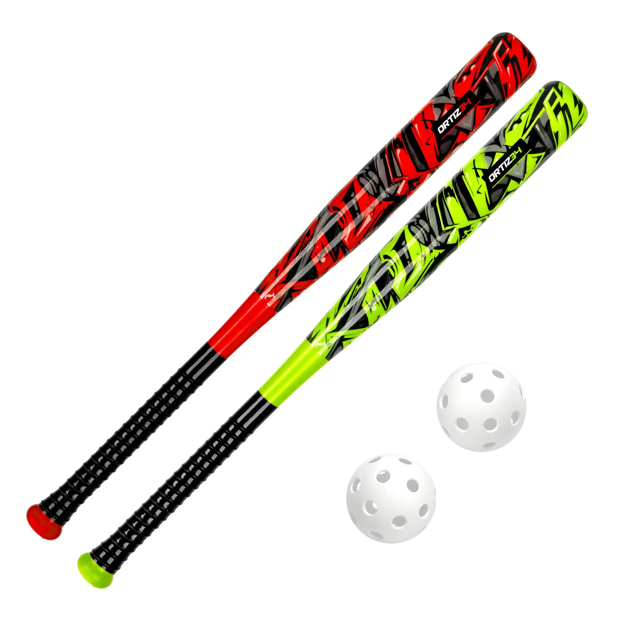 Ortiz34 Bat & Ball Set - Graffiti Plastic Bat & Ball Homerun Set- David Ortiz Backyard Baseball Set for Youth, Kids, Teenagers, Adults (Bat & Ball Set, Blue)