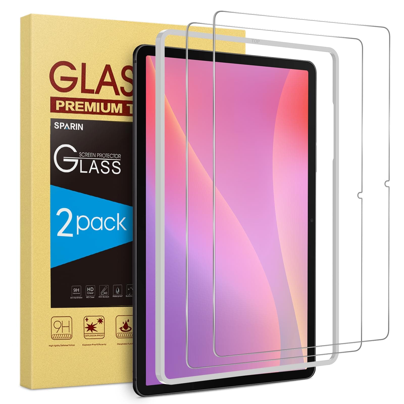 2 Pack Screen Protector for Samsung Galaxy Tab S10 Lite/S10 FE/S9 FE 5G 10.9 inch & Galaxy Tab S9 11 inch, with Easy Installation Frame, 9H Tempered Glass Case Friendly/S Pen Compatible