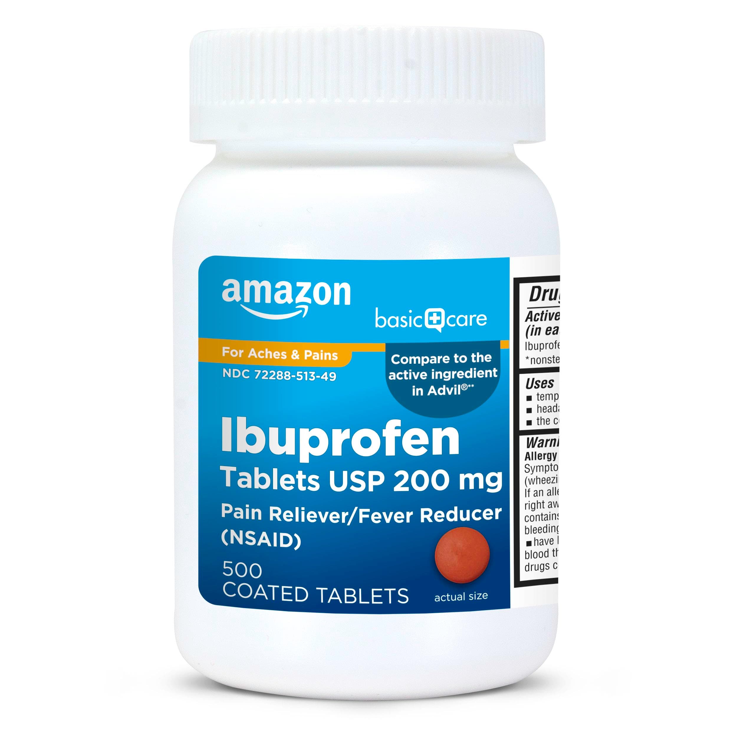 Basic Care Ibuprofen Tablets, 500 Count
