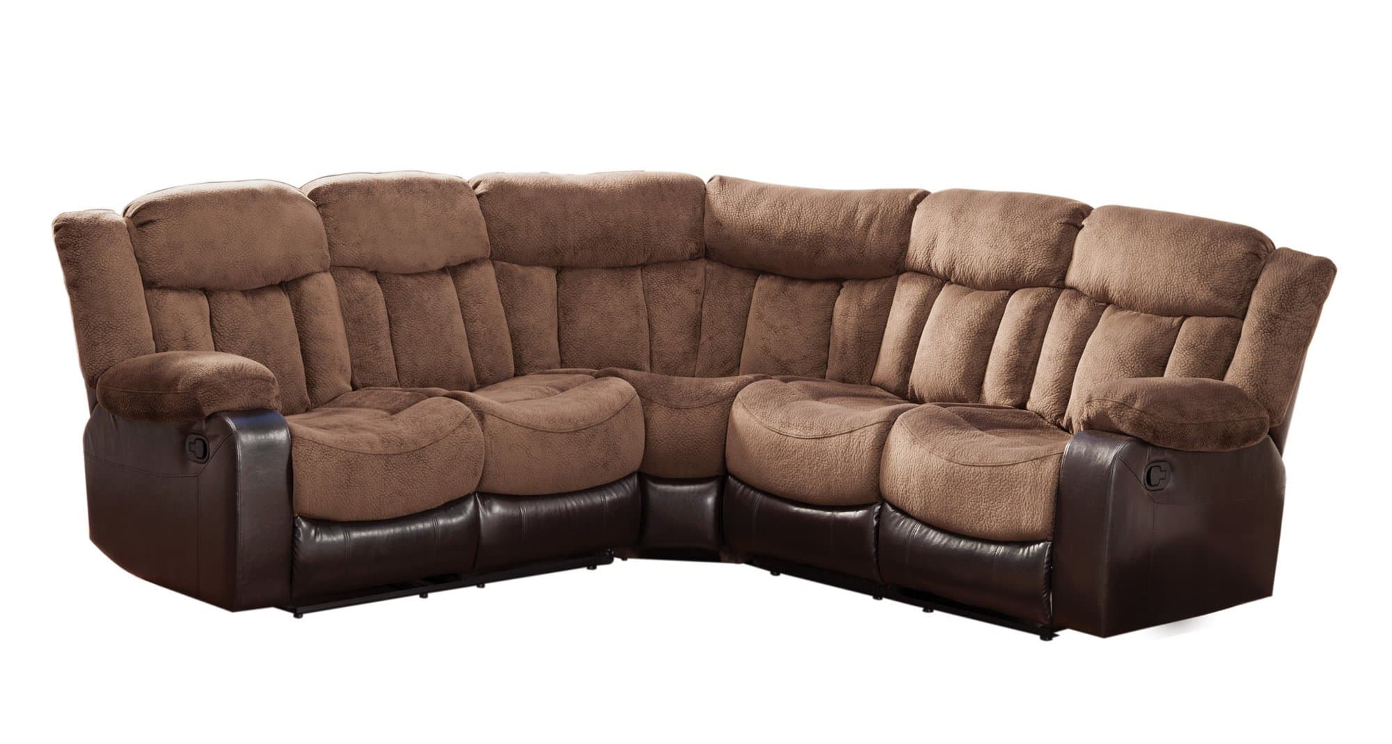Homelegance 9605 Vera Reclining Sectional Sofa, Chocolate Microfiber and Dark Brown Bi-Cast Vinyl