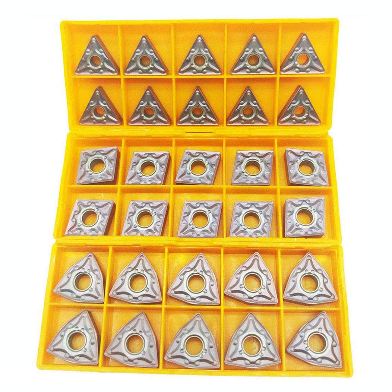 30PCS CNMG 432 + WNMG 432 + TNMG 332 Indexable Solid Carbide Turning Insert Cutting Blade, CNC Lathe Indexable Turning Insert Blade for Roughing of Stainless Steel and Cast Iron