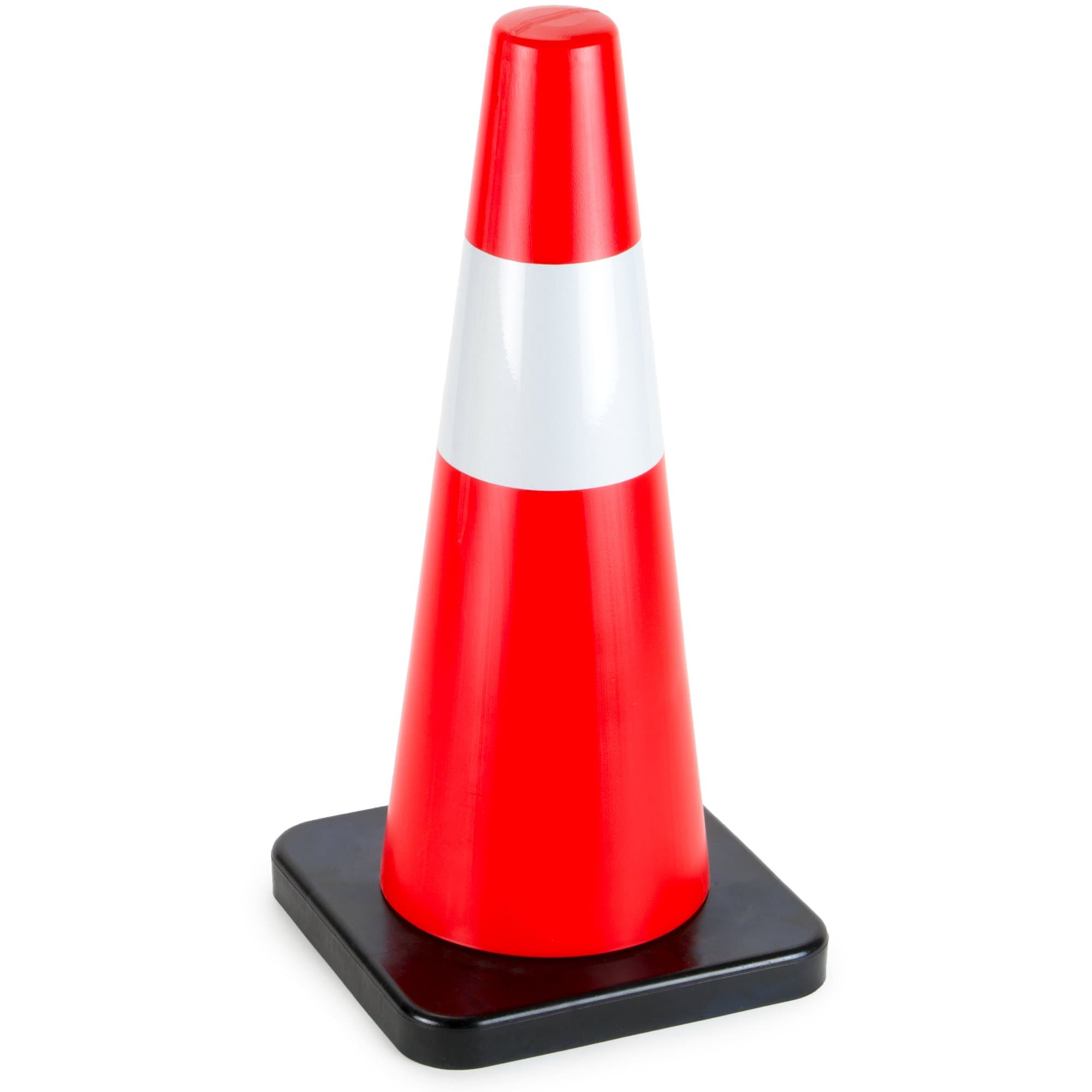 18" High Hat Cones in Fluorescent Orange with Reflective Sleeve and Black Base for Indoor/Outdoor Traffic Work Area Safety Marker & Agility Sport Training - Single