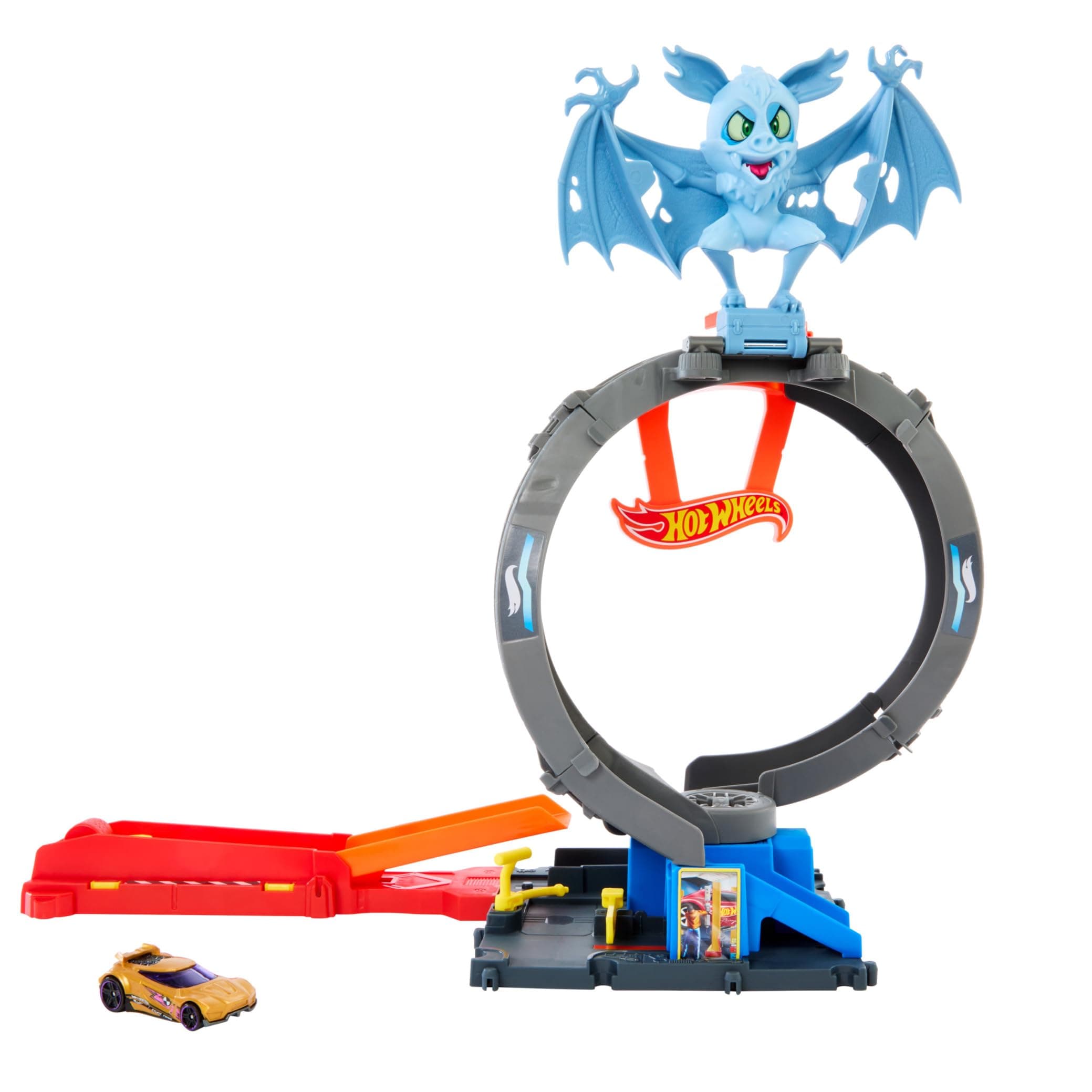 Let's Race Netflix - City Toy Car Track Set, Bat Loop Attack with Adjustable Loop & Launcher, 1:64 Scale Toy Car, HTN78