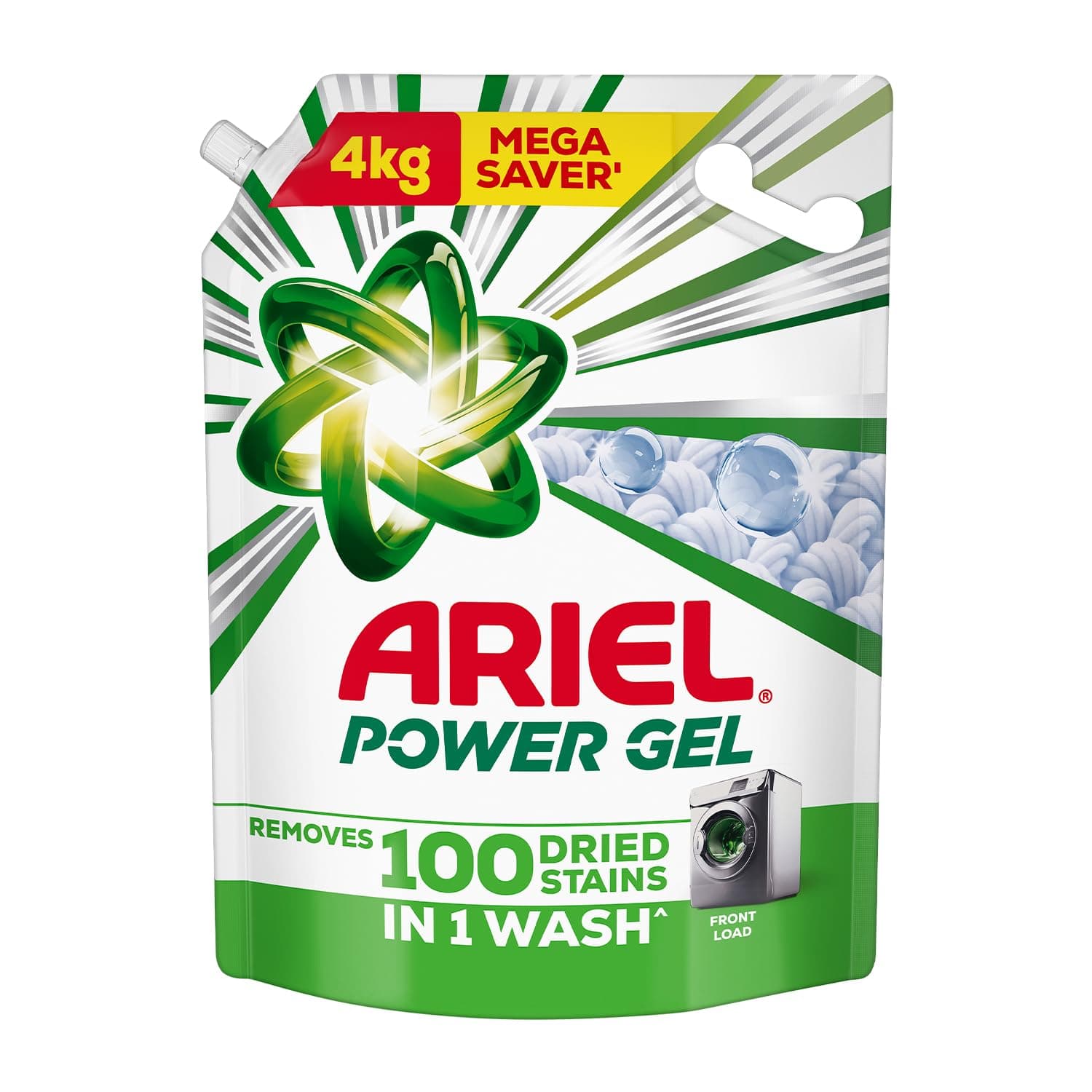 Power Gel Liquid Detergent for Front Load – 4kg | Removes 100 Dried Stains in 1 Wash | Faster Dissolving | Long-Lasting Fragrance | Color Protection | At the price of Powders