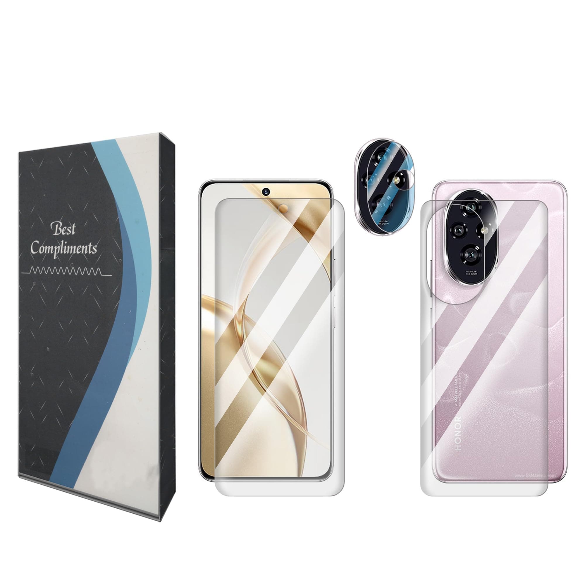 FCS Front + Back + Camera (Glossy) For Honor 200 5G | TPU Glossy Finish Flexible Film Self Healing Full Screen Protector | Screen Guard