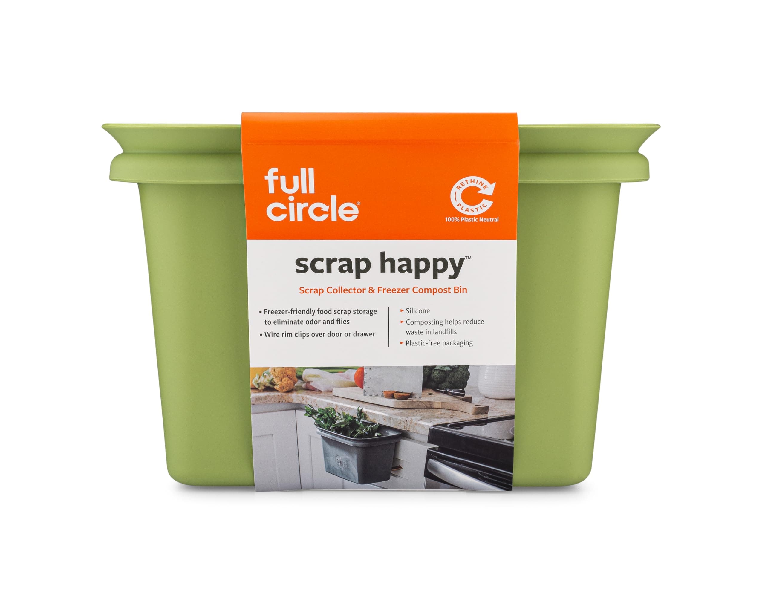 Full Circle Scrap Happy Scrap Collector and Freezer Compost Bin, Green (FC11302-G)