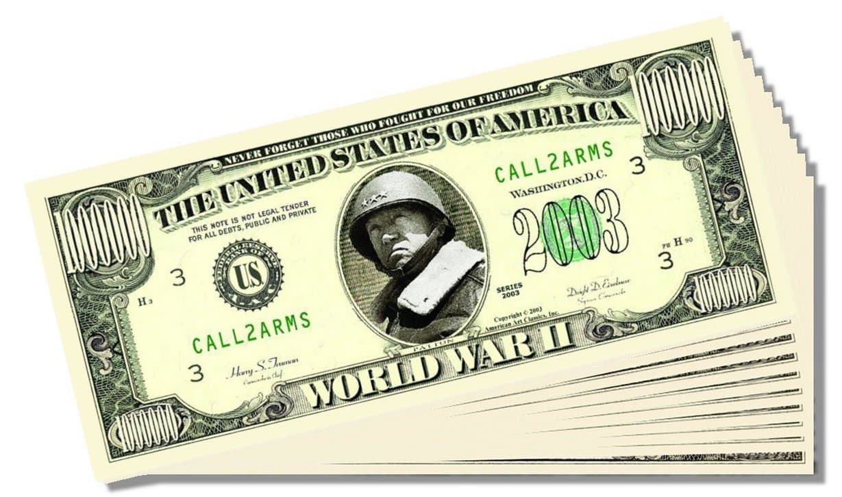 AAC / PCSCP World War 2 Novelty Million Dollar Bill - Set of 25 With 1 Bonus Christopher Columbus Bill