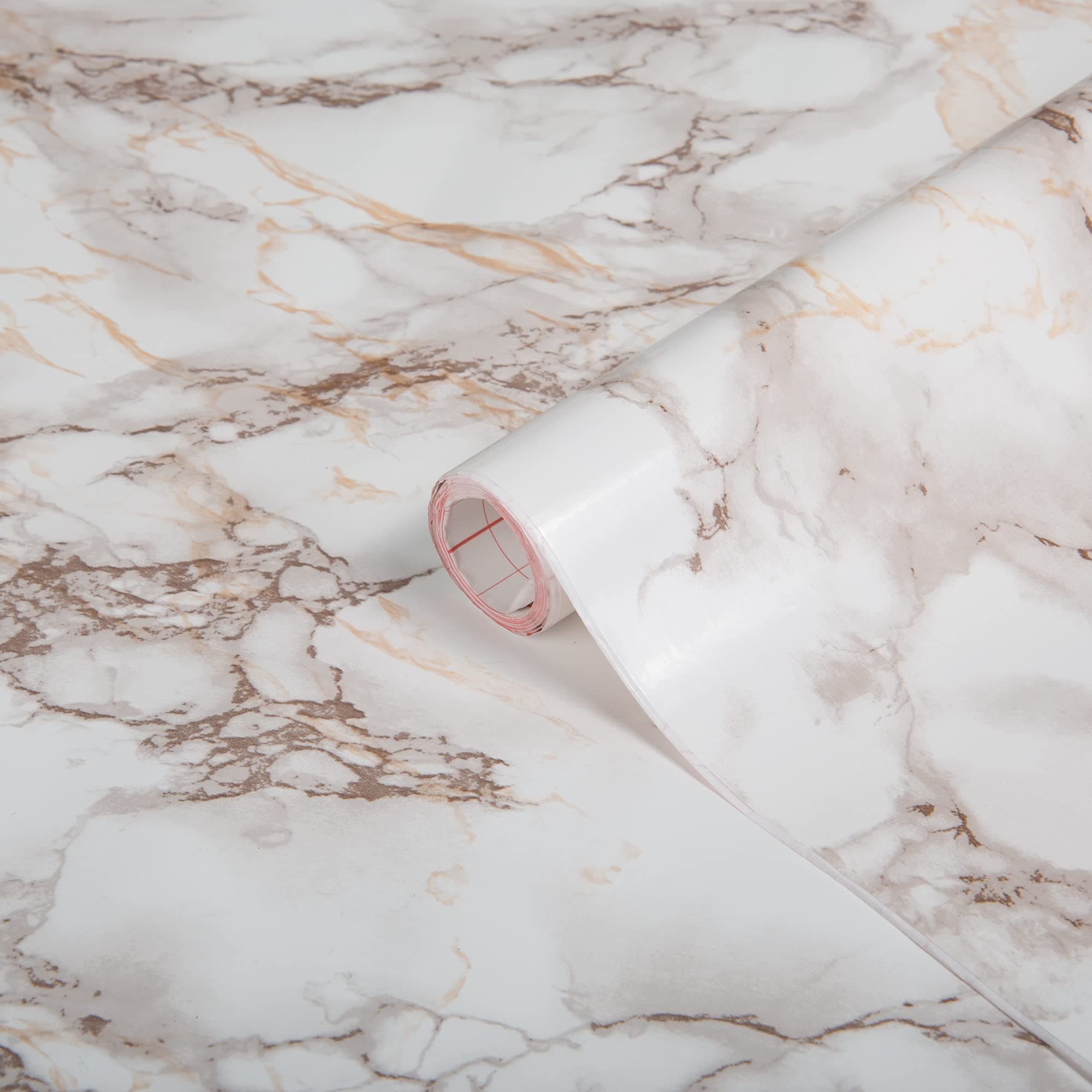 vinyl wrap Cortes brown marble effect 45 cm x 2 m - sticky back plastic roll for furniture, kitchen & cupboards - contact paper sticker self adhesive film