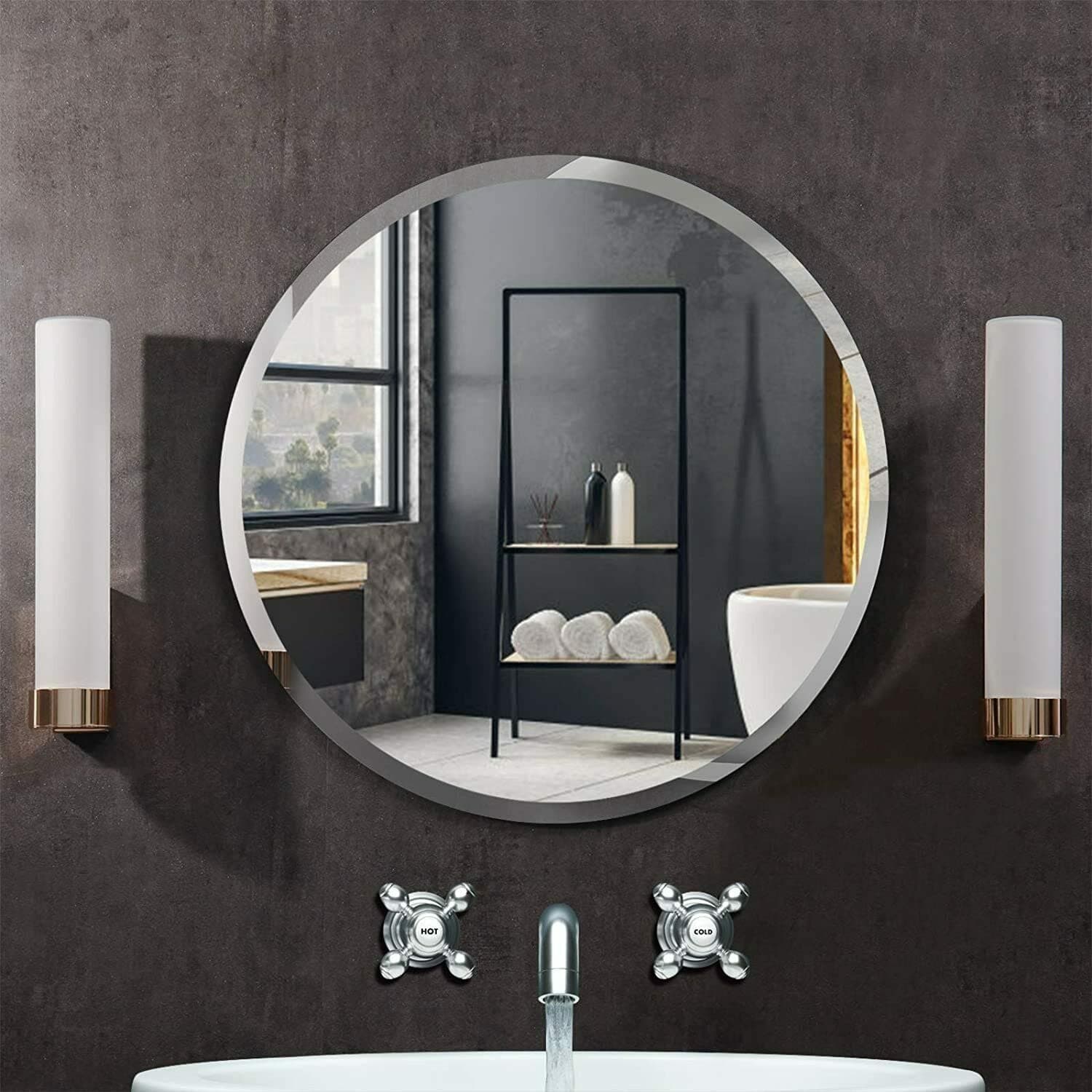 Frameless Round Wall Mounted Mirror Frameless Bathroom Living Room A Must have Mirror Home Decor (50x50cm)