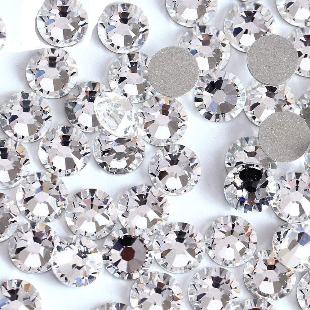 1440 Pieces SS10 / 2.8mm Clear Crystal Flat Back Brilliant Round Rhinestones Glass Stones Glitter Gems Transparent Faux Diamond (Clear)