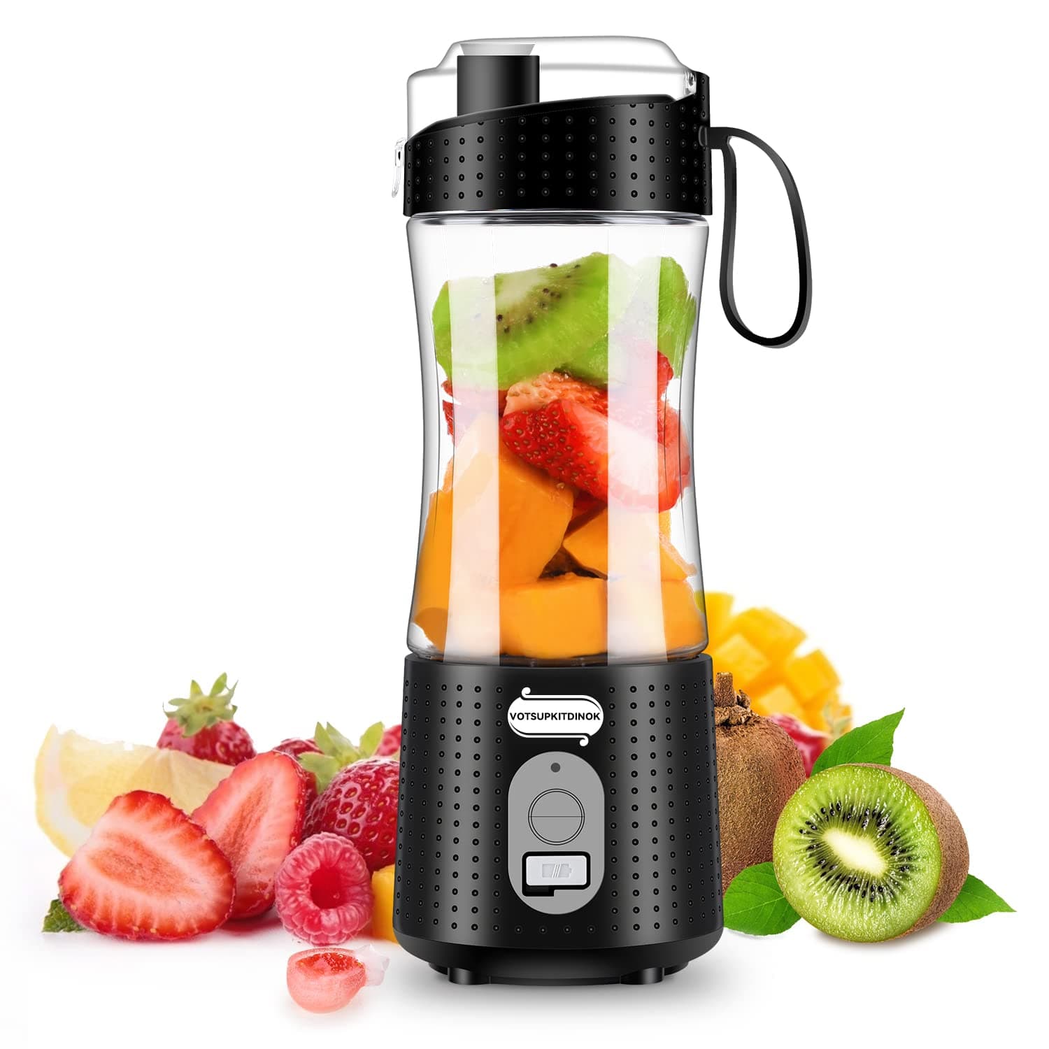 Supkitdin Portable Blender, Personal Size Blender for Smoothie, Juice, Shake, Mini Blender with Powerful Motor, 4000mAh Rechargeable Battery, 6 Blades for Home, Travel, Office (Black)