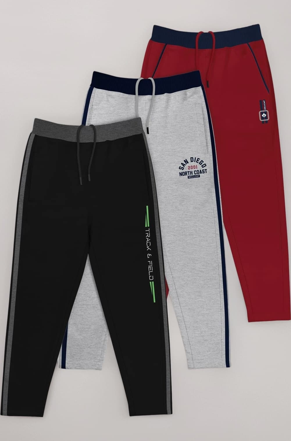 Boys Regular Fit Blended Cotton Stylish Track Pants - Pack of 3