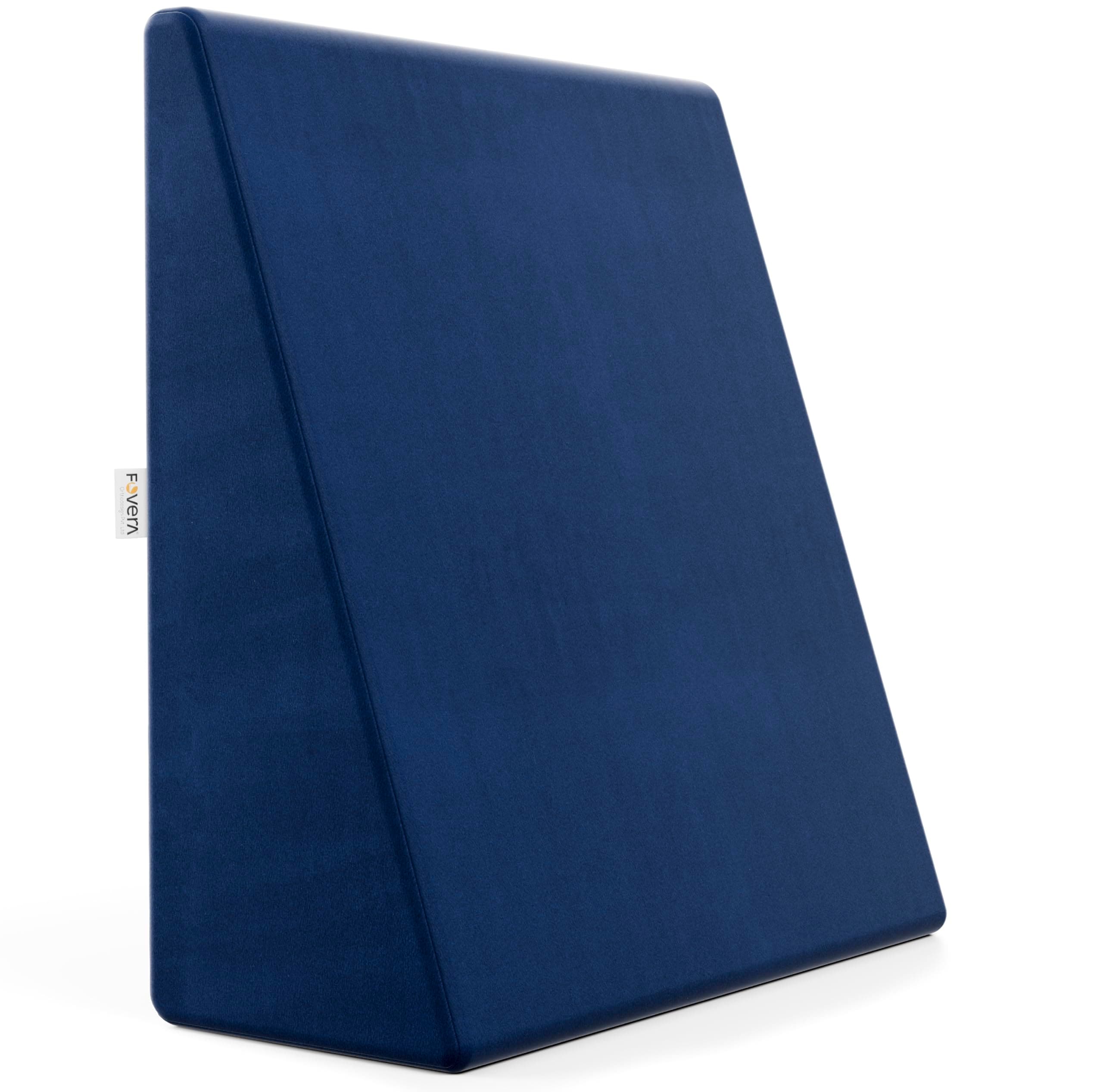 FOVERA Bed Wedge Pillow with Memory Foam, Back Support Cushion for Acid Reflux, GERD, Snoring, Post Surgery, Pregnancy and Relaxing in Bed (Velvet Navy Blue, Small - 20 x 20 x 7 Inch, Pack of 1)
