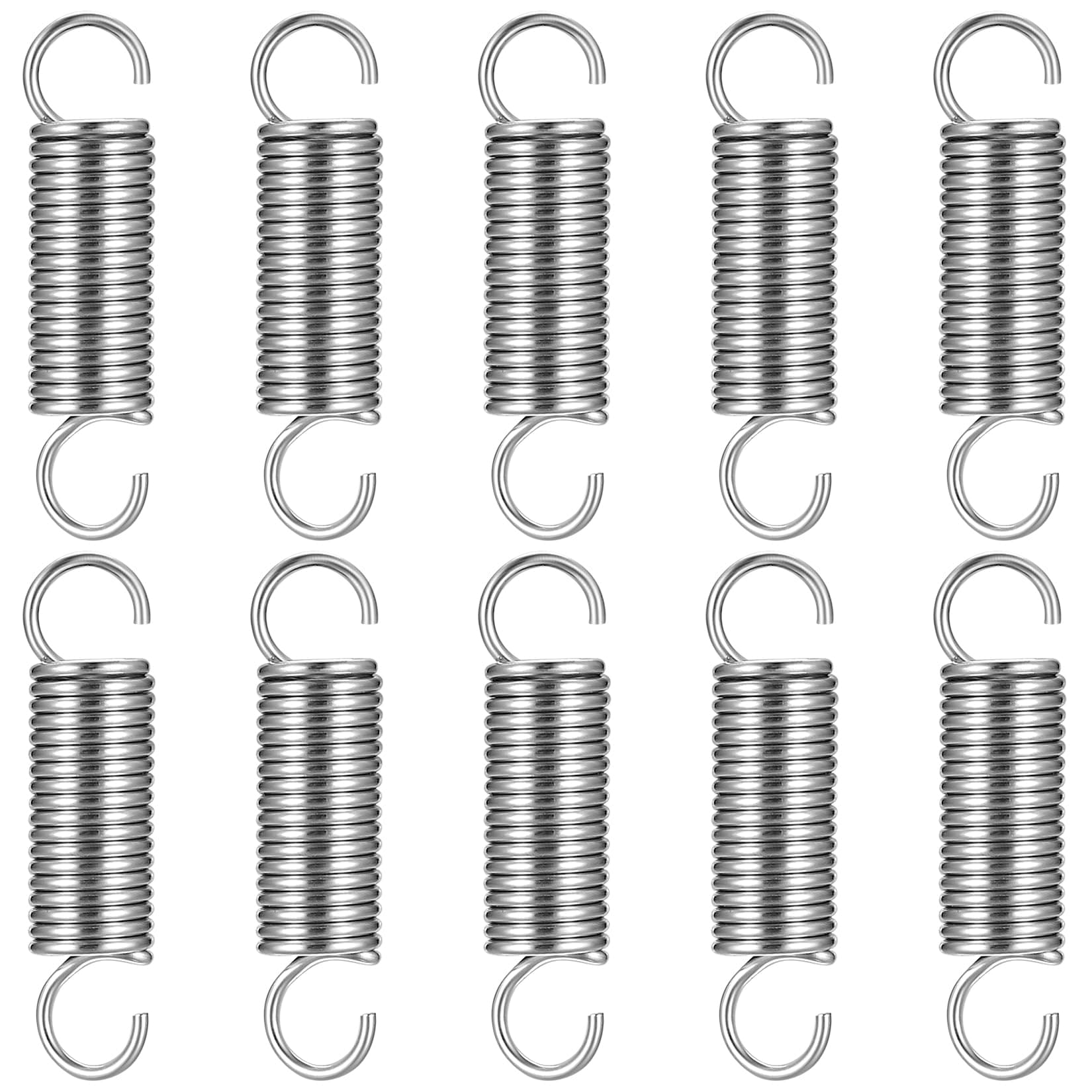 10 Pcs Small Extension Springs, Tension Springs, Extended Compressed Spring, Dual Hook Heavy Duty Stainless Steel Replacement Spring for Tents, Awnings, Trampoline-2X0.47X0.06inch