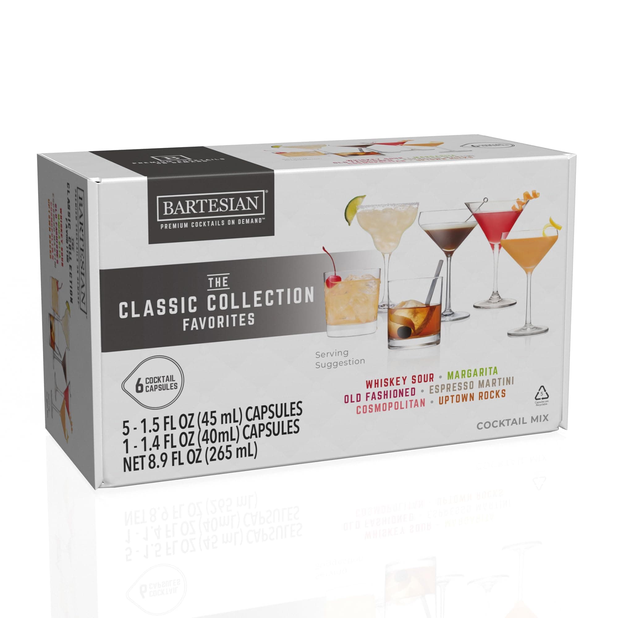 Bartesian The Classic Collection Cocktail Mixer Capsules, Variety Pack of 6 Cocktail Capsules, for Bartesian Premium Cocktail Maker (55524)