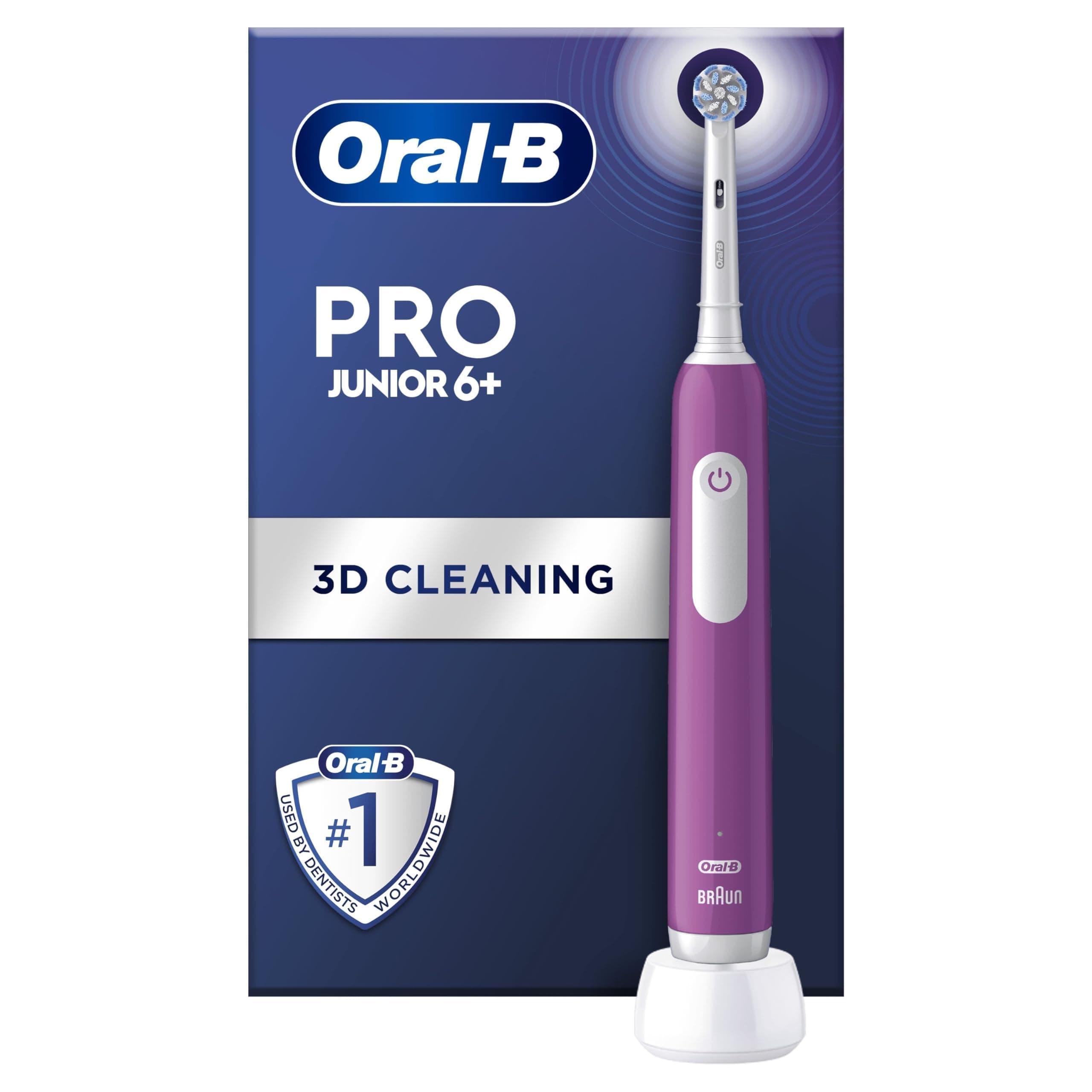 Pro Junior Electric Toothbrush, 1 Purple Handle, 1 Toothbrush Head, Designed By Braun, For Ages 6+