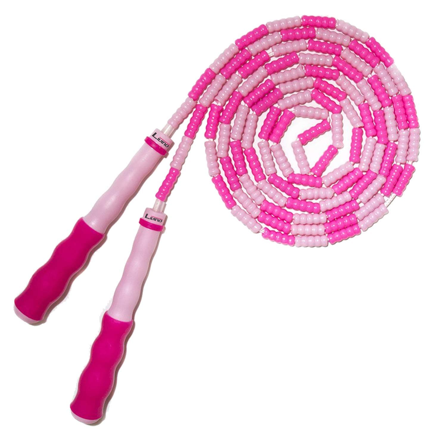 INZENYN Kids Jump Rope Tangle Free Segmented, Beaded, Adjustable Length, Weighted, Perfect for Speed Jumping, Skipping, Training, Exercise - Men, Women, Adults (Pink)