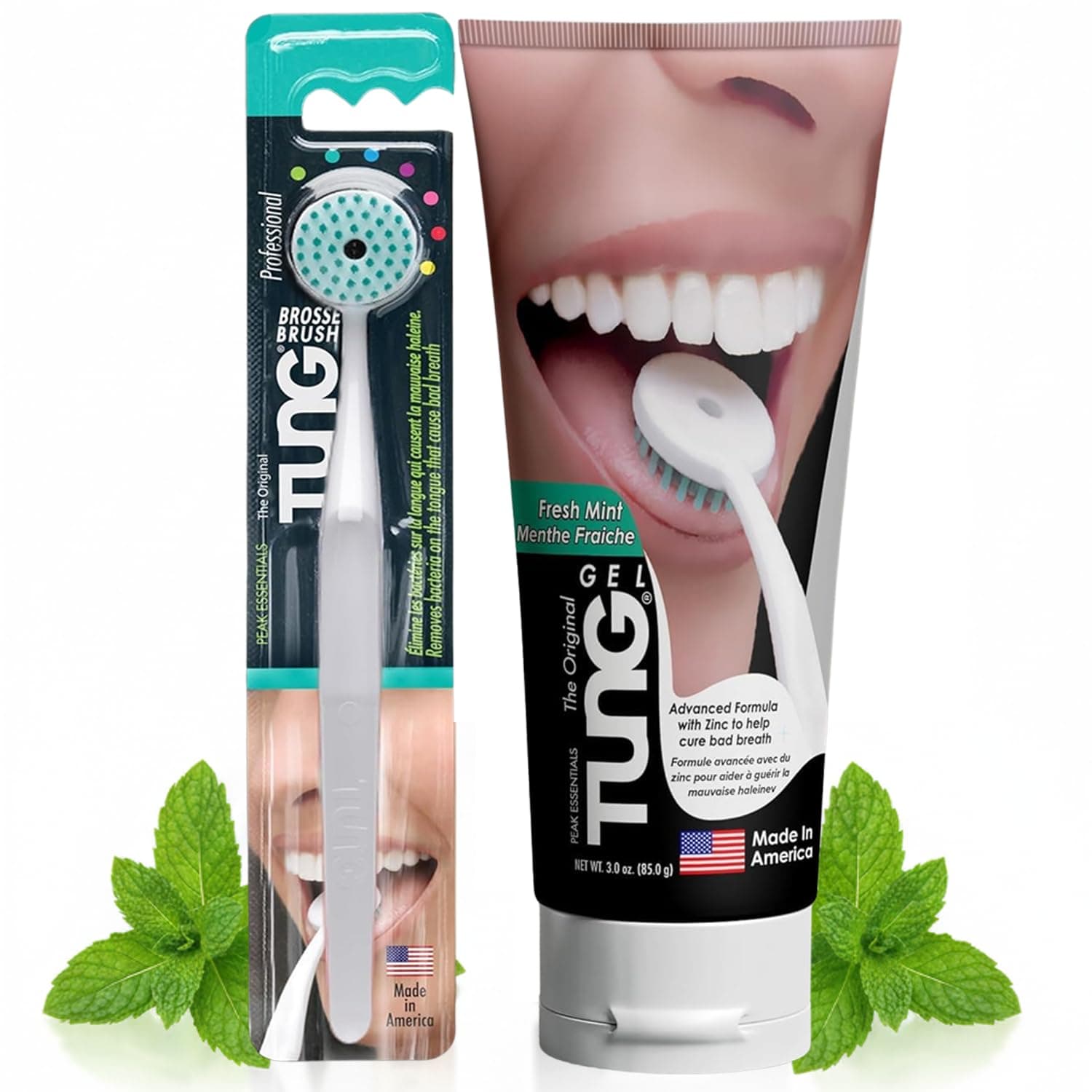 Peak Essentials Brush & Gel - Tongue Cleaner - Starter Pack, White