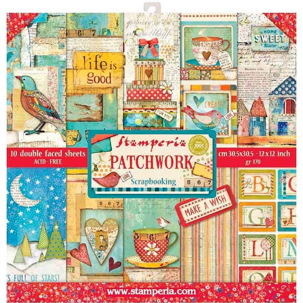 Stamperia International KFT Paper pad 10 Sheets Double-Sided Patchwork, Multicoloured, 30.5 x 30.5 (12" x 12")