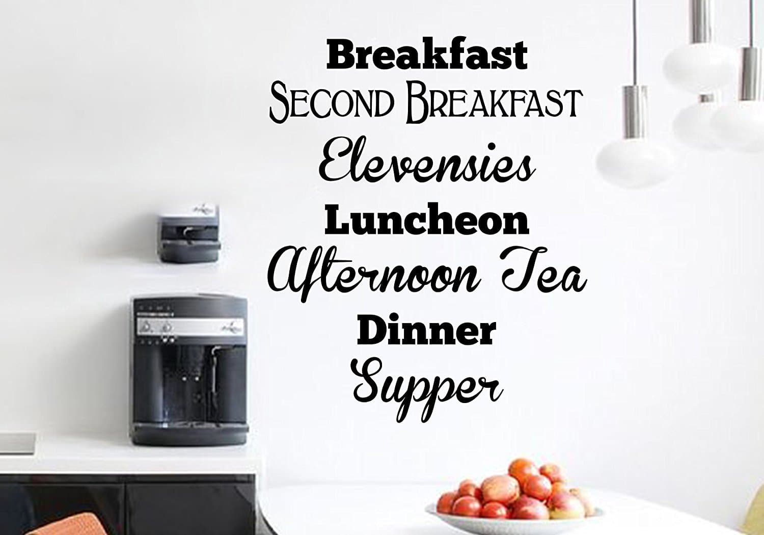 Breakfast, Second Breakfast, Elevensies, Luncheon, Afternoon Tea, Dinner, Supper - Lord of The Rings Wall Decal Vinyl - Lord of The Rings Inspired - Wall Decal - Color Black (22 W" X 26 H")…