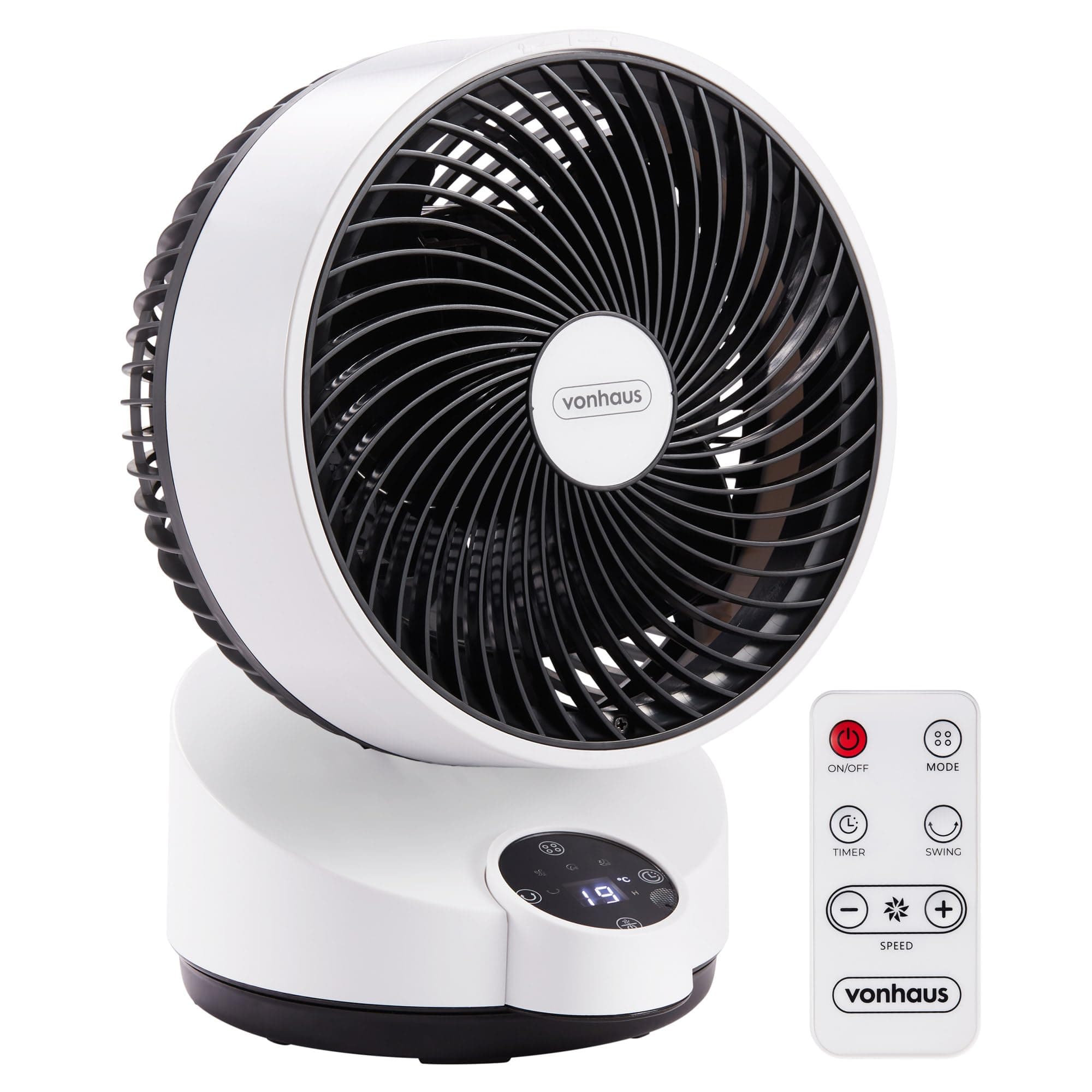 Air Circulator Fan – Desk Fan with 3 Speeds, Three Modes, Remote Control, 12hr Timer, 65° Oscillating, Quiet Operation, LED Display, 3 Blades – Cooling for Home, Office, Living Room, Bedroom