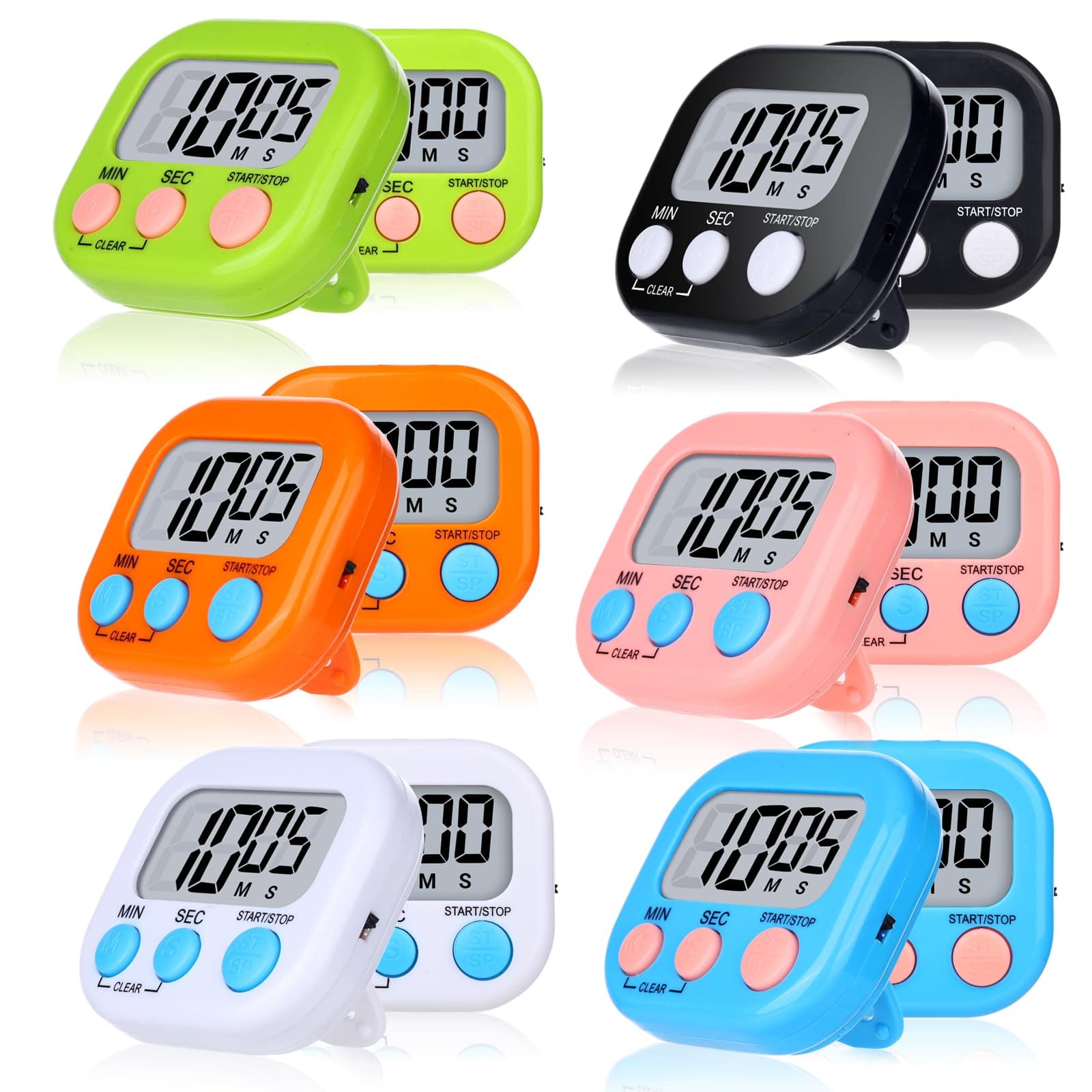 - Mwellewm Digital Kitchen Timer 12 Packs Magnetic Classroom Stopwatch Timer 6 Colors Small Digital Countdown Timers for Cooking Mini Loud Alarm Stop for Kitchen Study Work Sports Games Office Clock