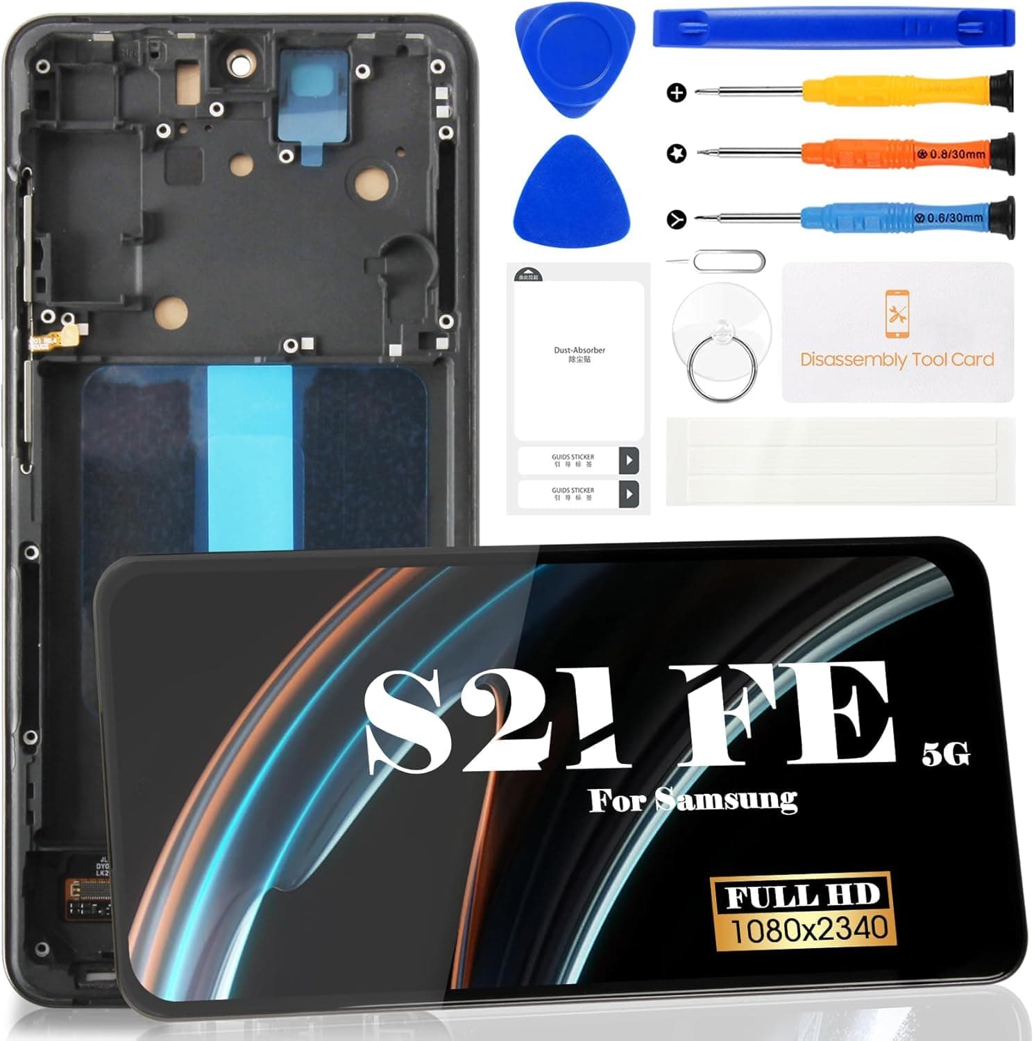 SRJTEK TFT for Samsung Galaxy S21 FE 5G LCD Screen Replacement for Samsung Galaxy S21 FE 5G LCD Display for SM-G990 Touch Screen Digitizer Assembly Repair Parts Kits with Frame(Black)